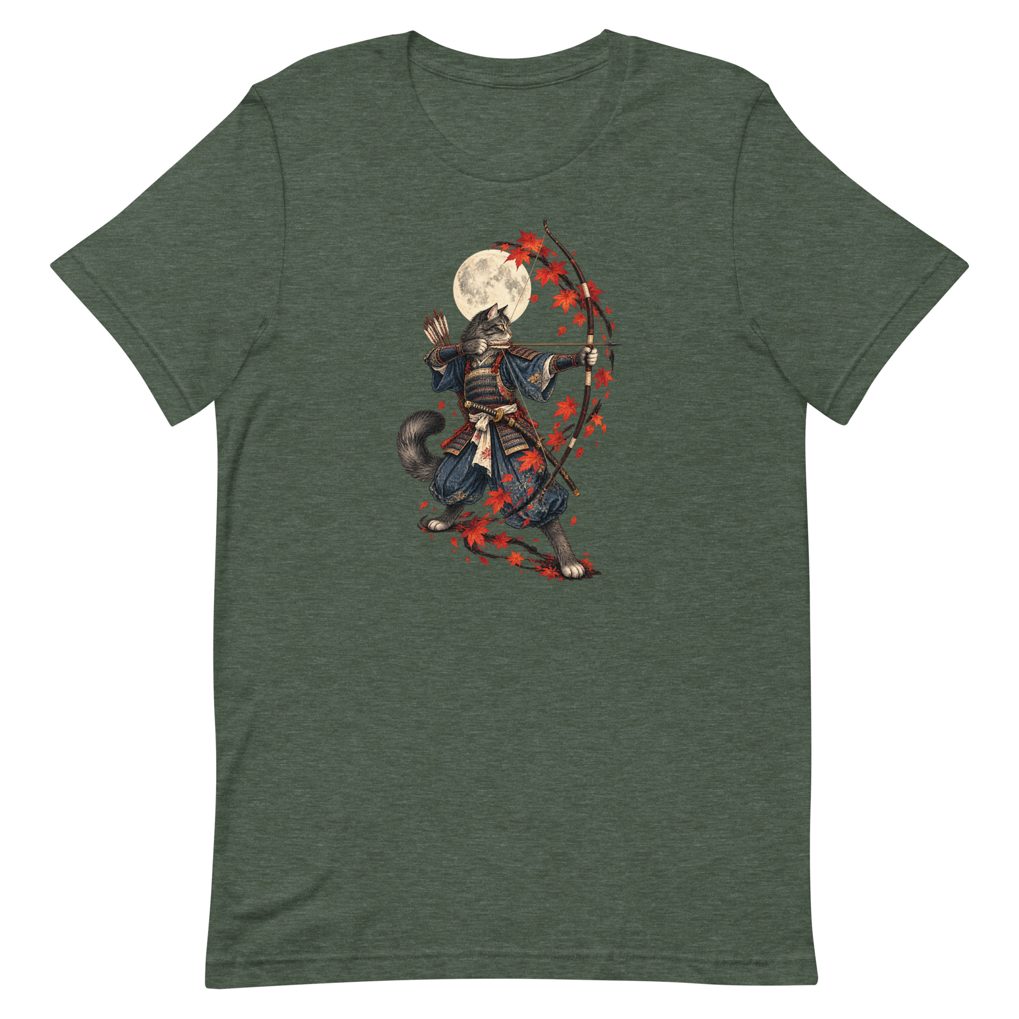 Samurai Cat Archer Maple Moon Japanese Art, Japanese Art Tee, Mythology Gift - Image 22