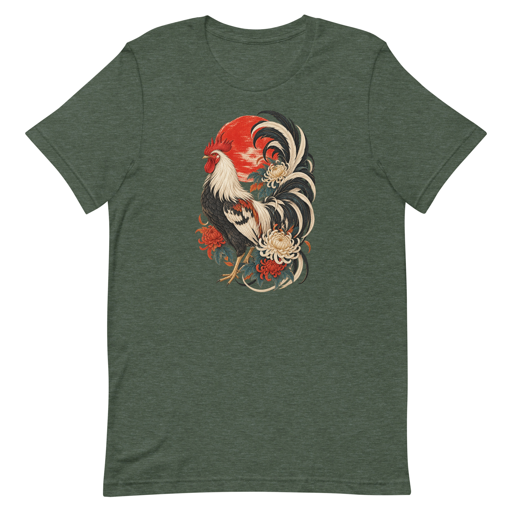 Japanese Rooster Red Sun Chrysanthemum Art, Japanese Art Tee, Mythology Gift - Image 20