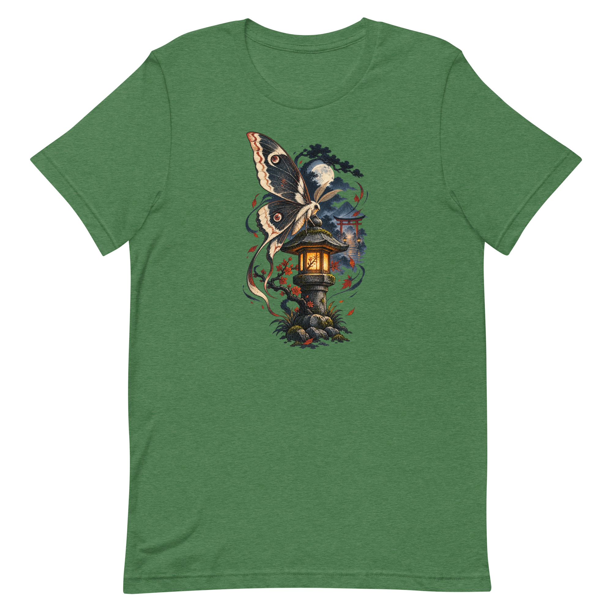 Japanese Moth Lantern Shrine Night Yokai Art T-Shirt - Image 90