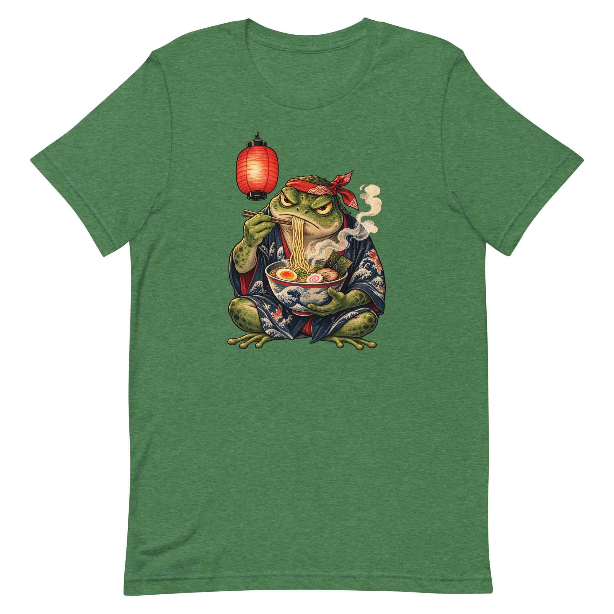 Grumpy Frog Ramen Lantern Japanese Ink Art T-Shirt - Image 92