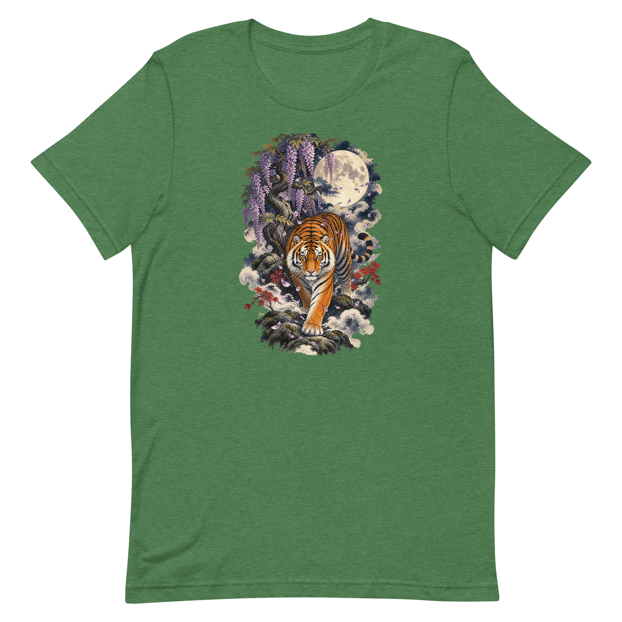 Japanese Tiger Wisteria Full Moon Art, Japanese Art Tee, Mythology Gift - Image 90