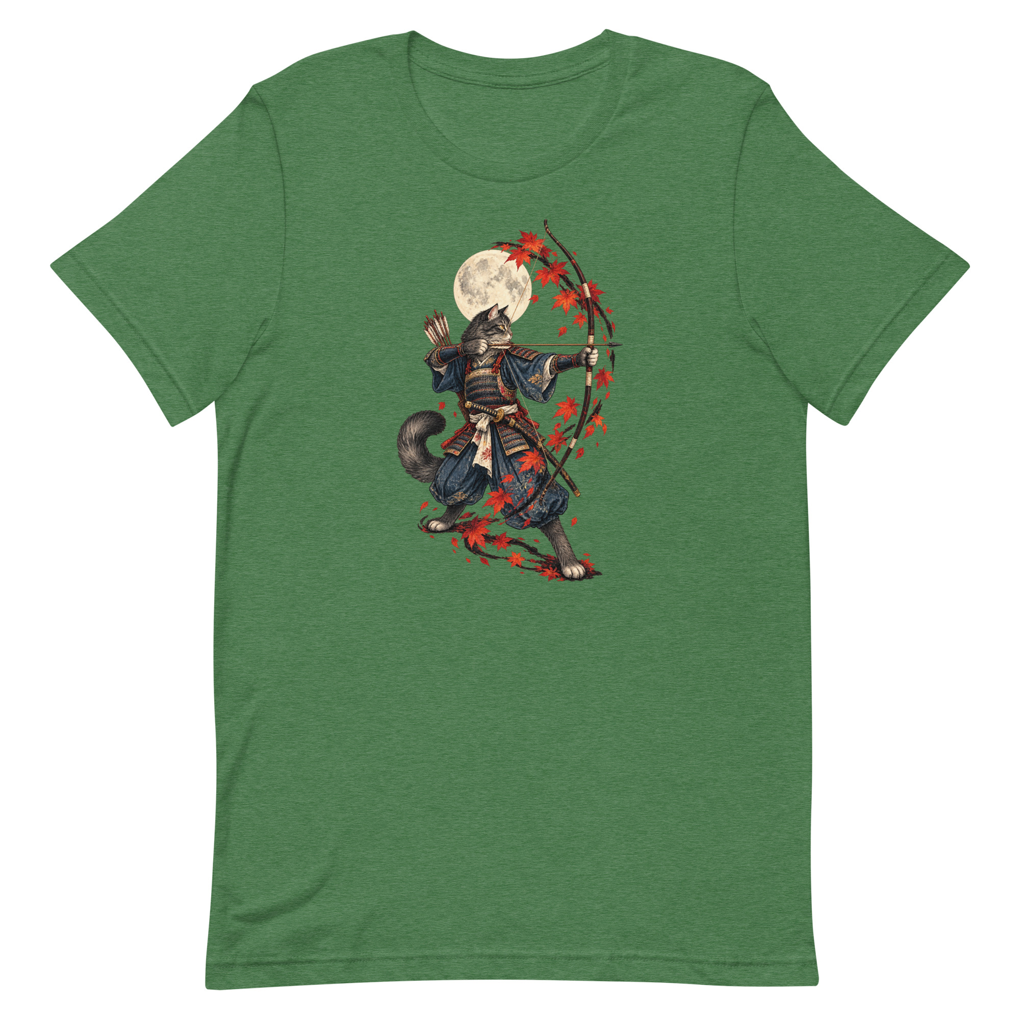 Samurai Cat Archer Maple Moon Japanese Art, Japanese Art Tee, Mythology Gift - Image 92