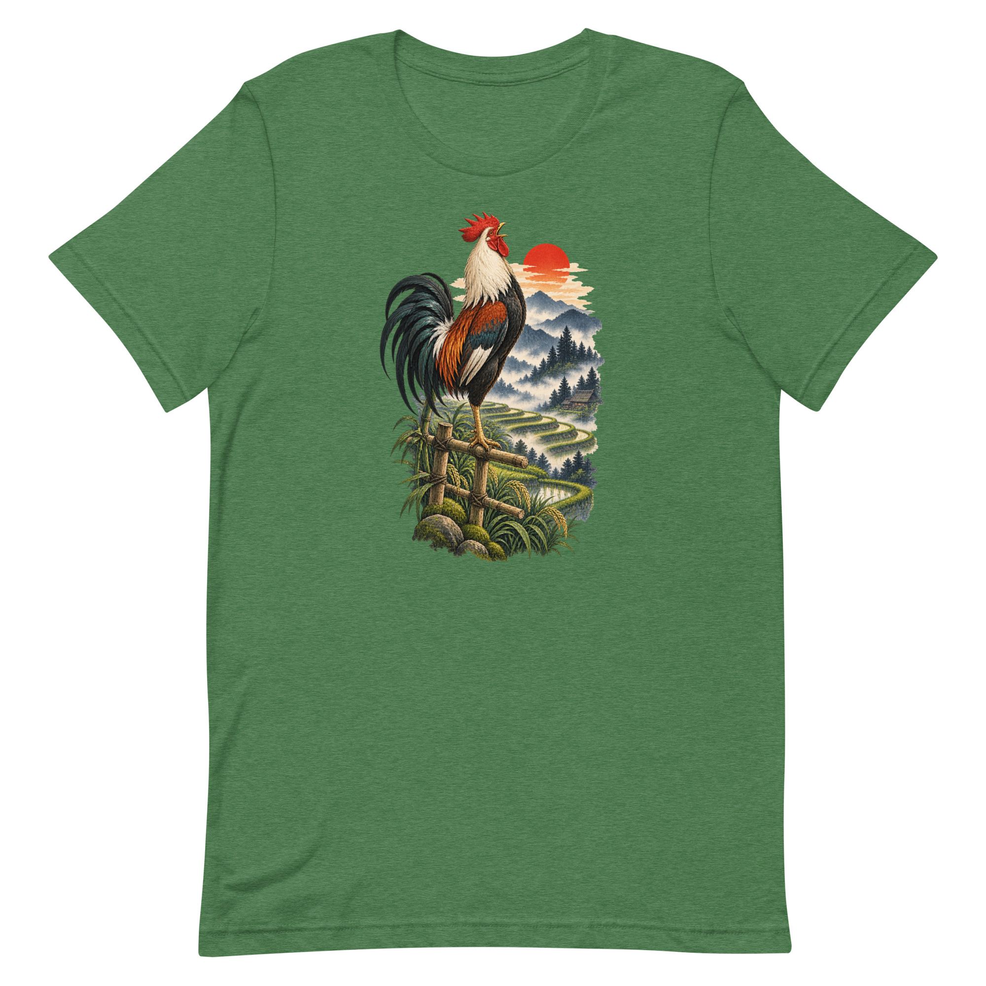 Japanese Rooster Rice Terrace Sunrise Art, Japanese Art Tee, Mythology Gift - Image 90