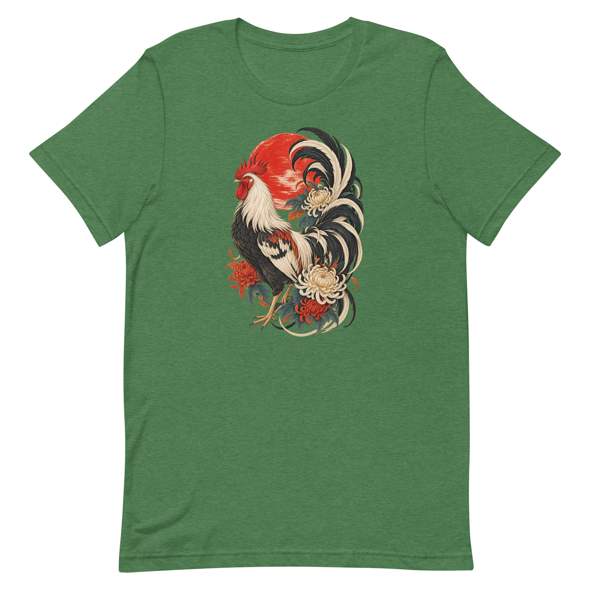 Japanese Rooster Red Sun Chrysanthemum Art, Japanese Art Tee, Mythology Gift - Image 90