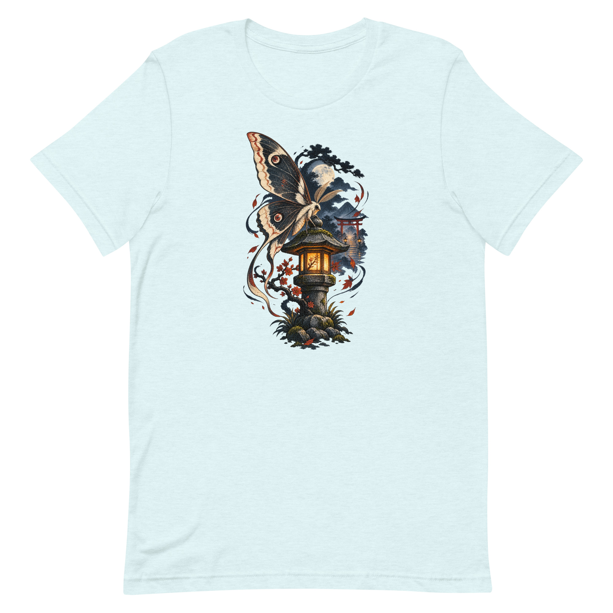 Japanese Moth Lantern Shrine Night Yokai Art T-Shirt - Image 71