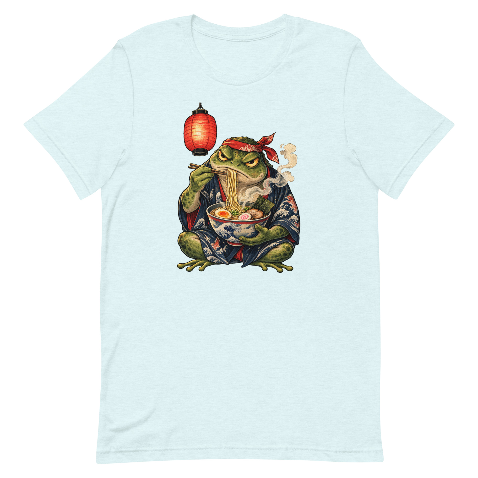 Grumpy Frog Ramen Lantern Japanese Ink Art T-Shirt - Image 73