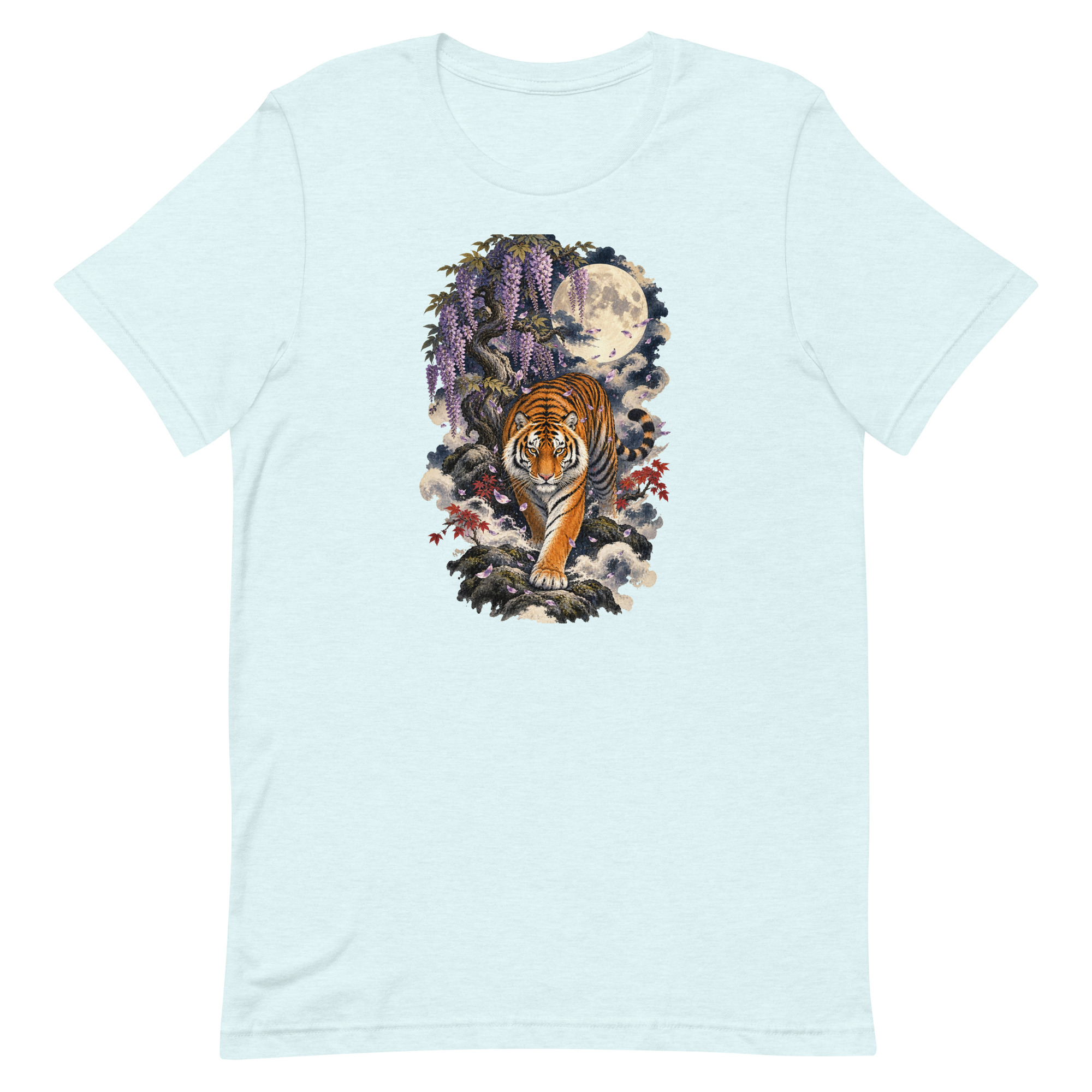 Japanese Tiger Wisteria Full Moon Art, Japanese Art Tee, Mythology Gift - Image 71