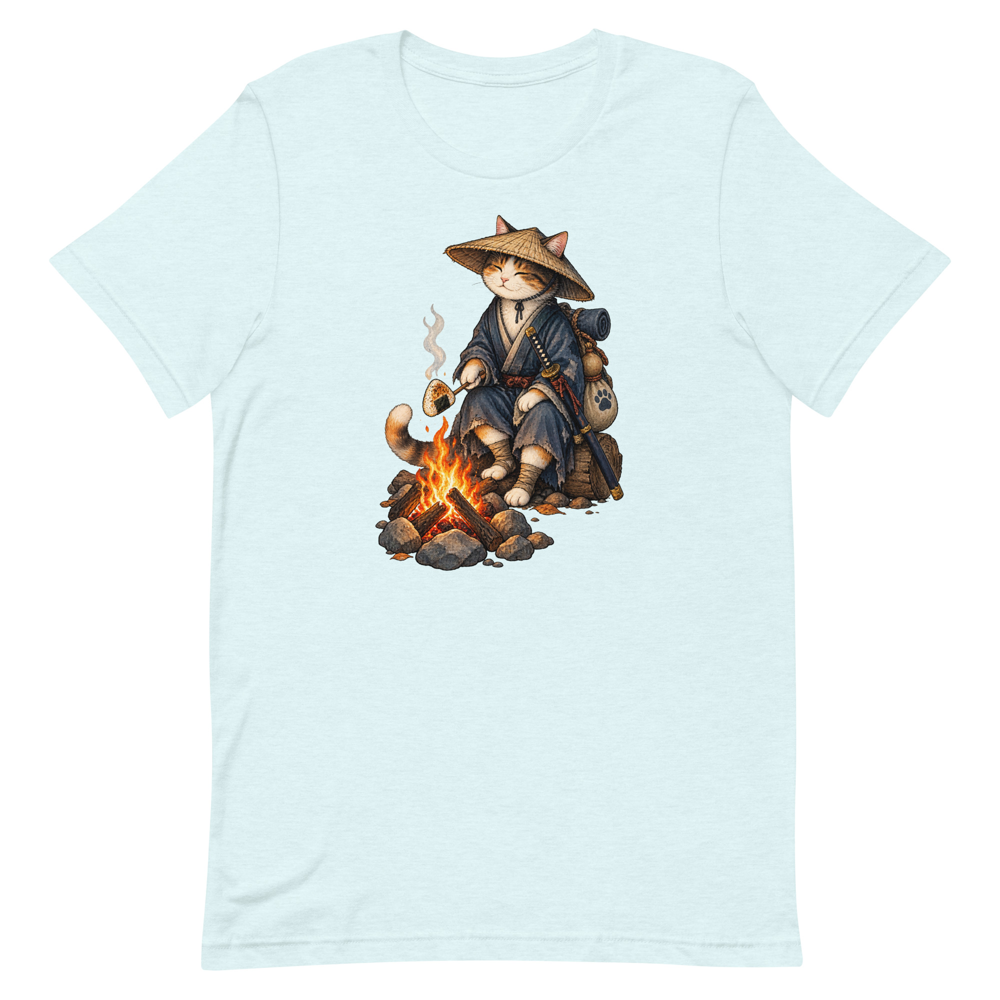 Samurai Cat Onigiri Campfire Japanese Art, Japanese Art Tee, Mythology Gift - Image 73