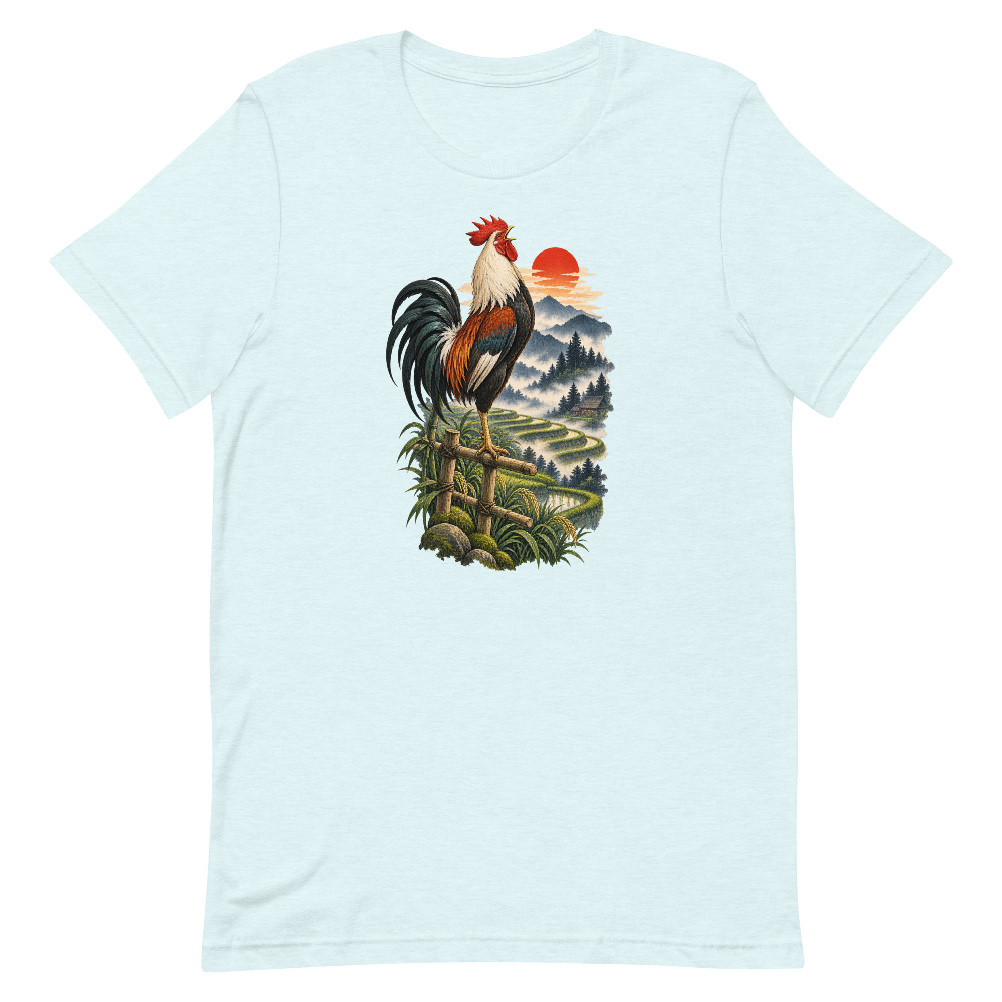 Japanese Rooster Rice Terrace Sunrise Art, Japanese Art Tee, Mythology Gift - Image 71