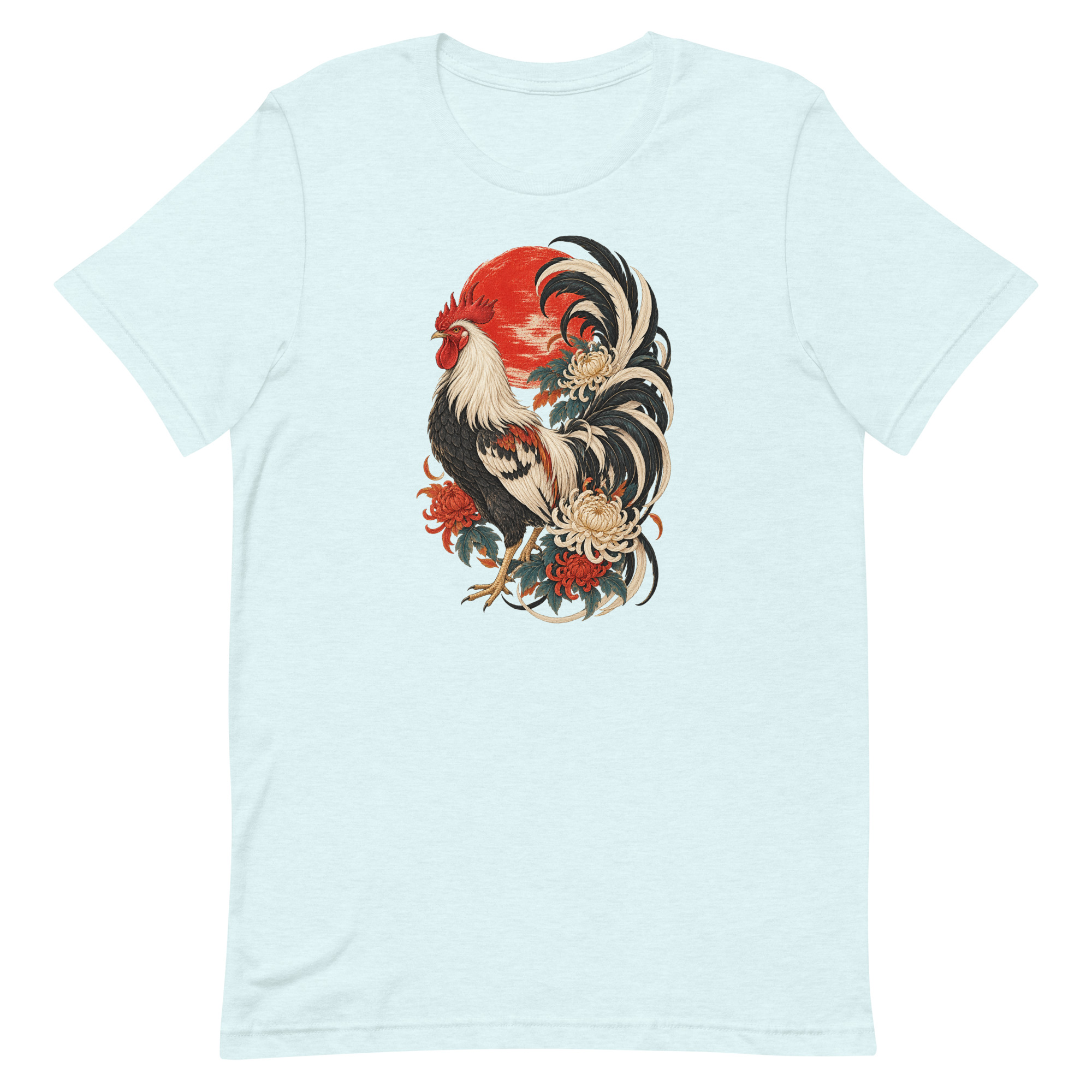 Japanese Rooster Red Sun Chrysanthemum Art, Japanese Art Tee, Mythology Gift - Image 71