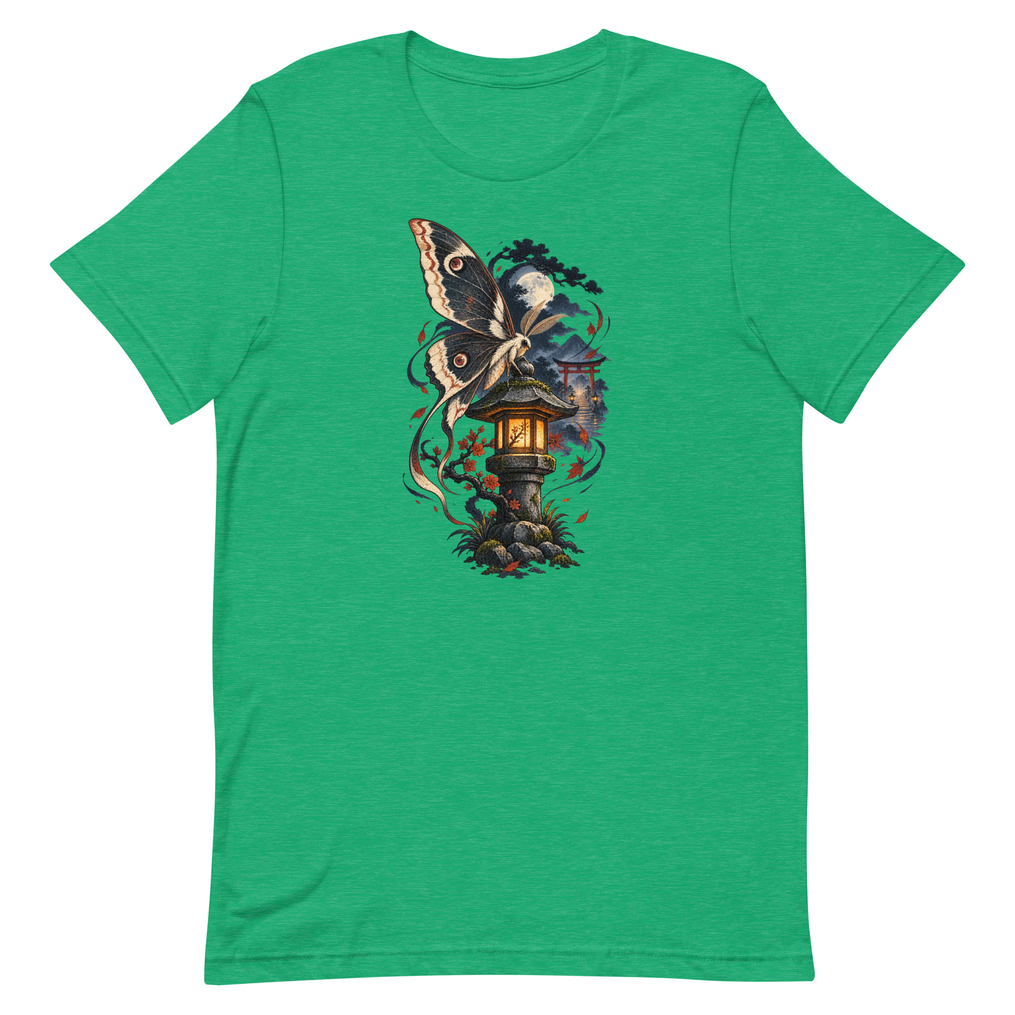 Japanese Moth Lantern Shrine Night Yokai Art T-Shirt - Image 21