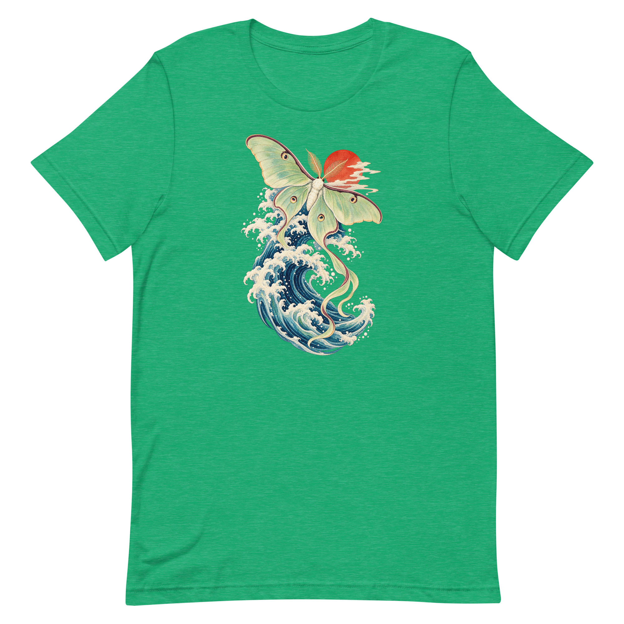 Luna Moth Great Wave Japanese Ukiyo-e Art T-Shirt - Image 21