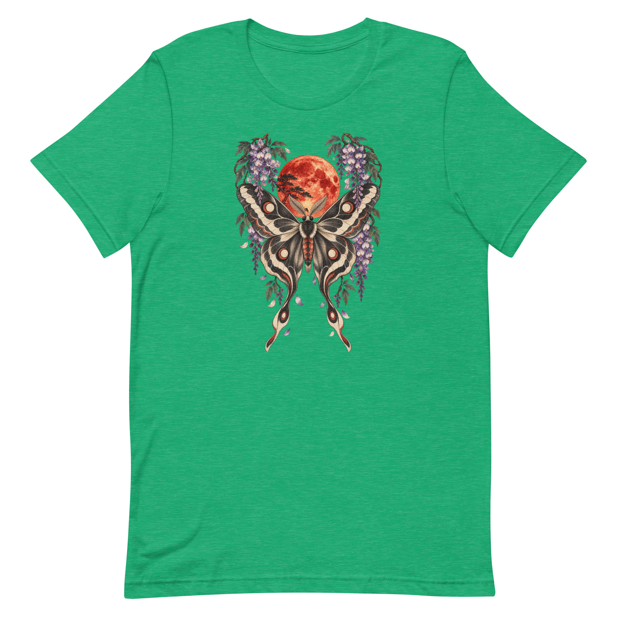 Japanese Moth Red Moon Wisteria Ukiyo-e Art T-Shirt - Image 23