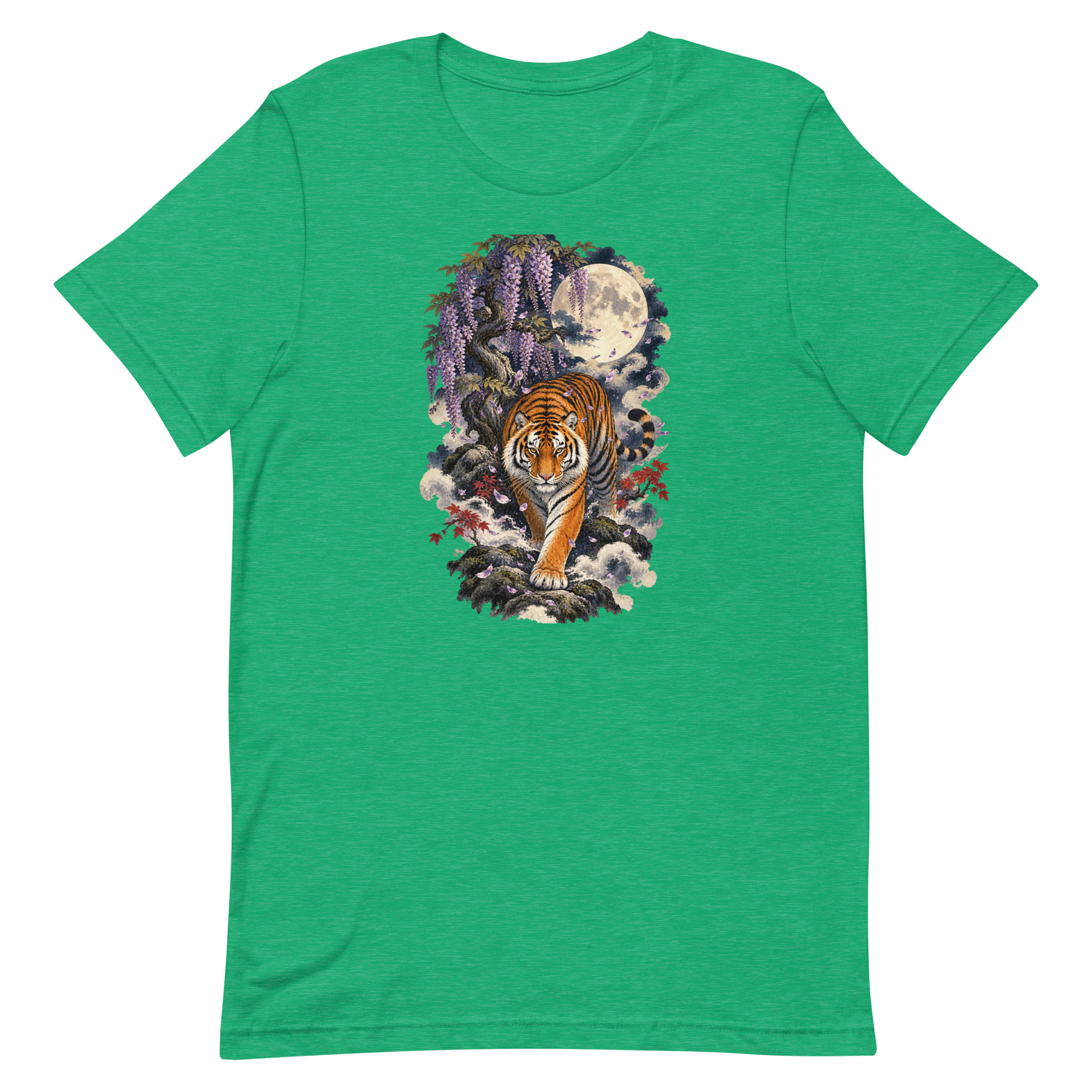 Japanese Tiger Wisteria Full Moon Art, Japanese Art Tee, Mythology Gift - Image 21