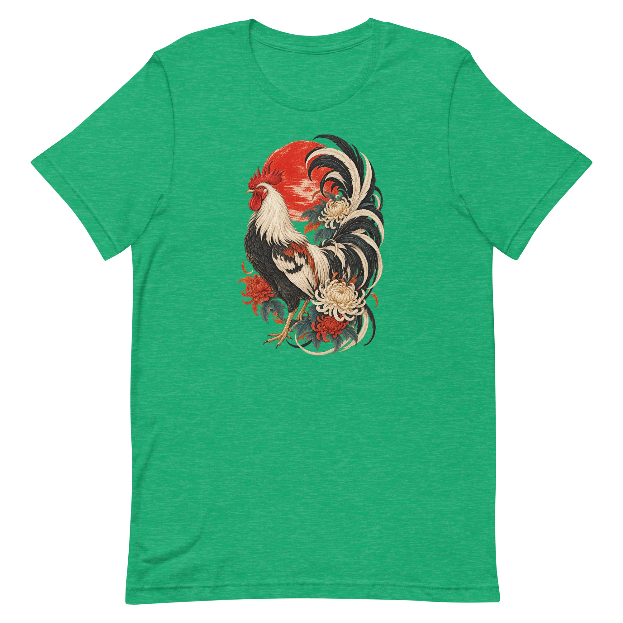 Japanese Rooster Red Sun Chrysanthemum Art, Japanese Art Tee, Mythology Gift - Image 21