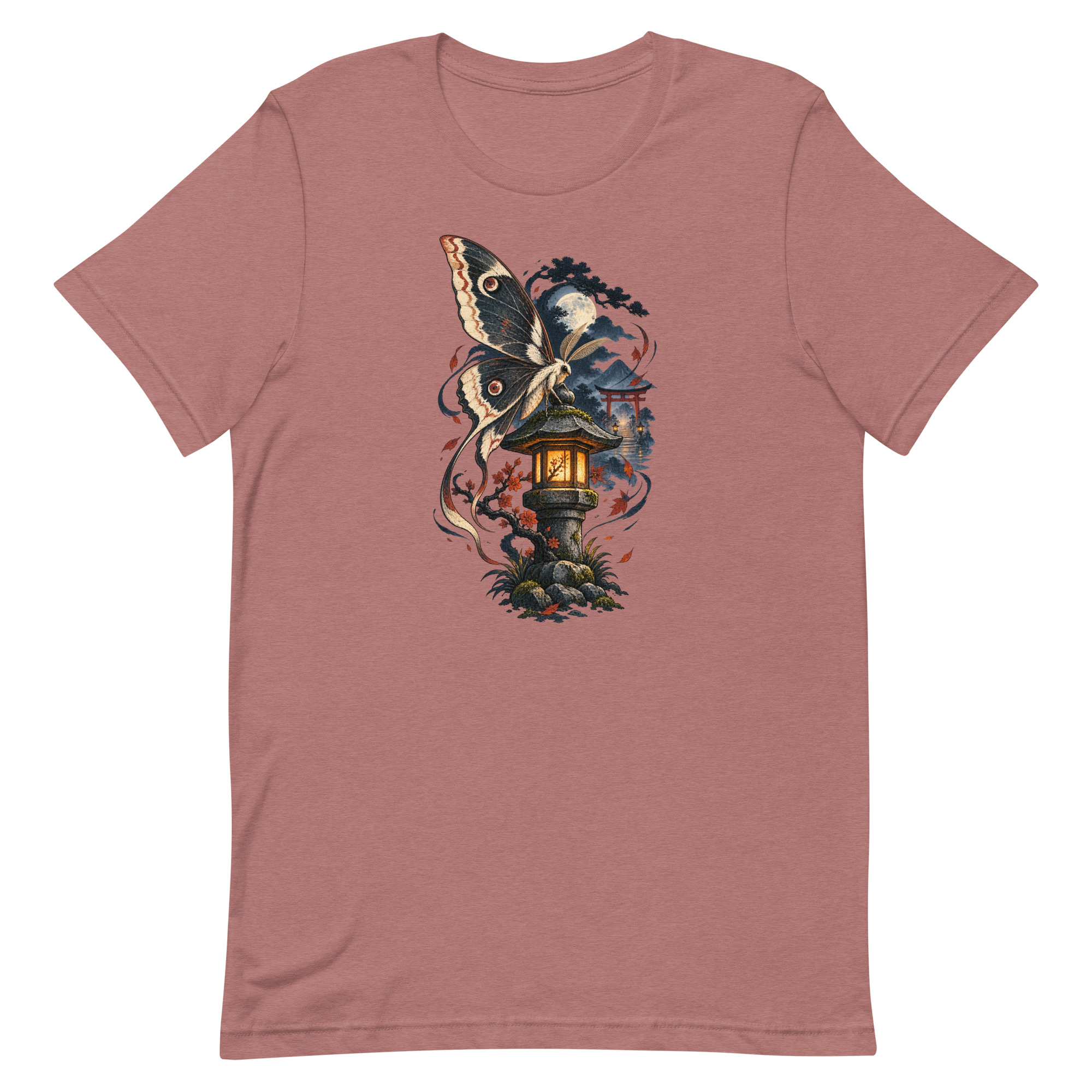 Japanese Moth Lantern Shrine Night Yokai Art T-Shirt - Image 22