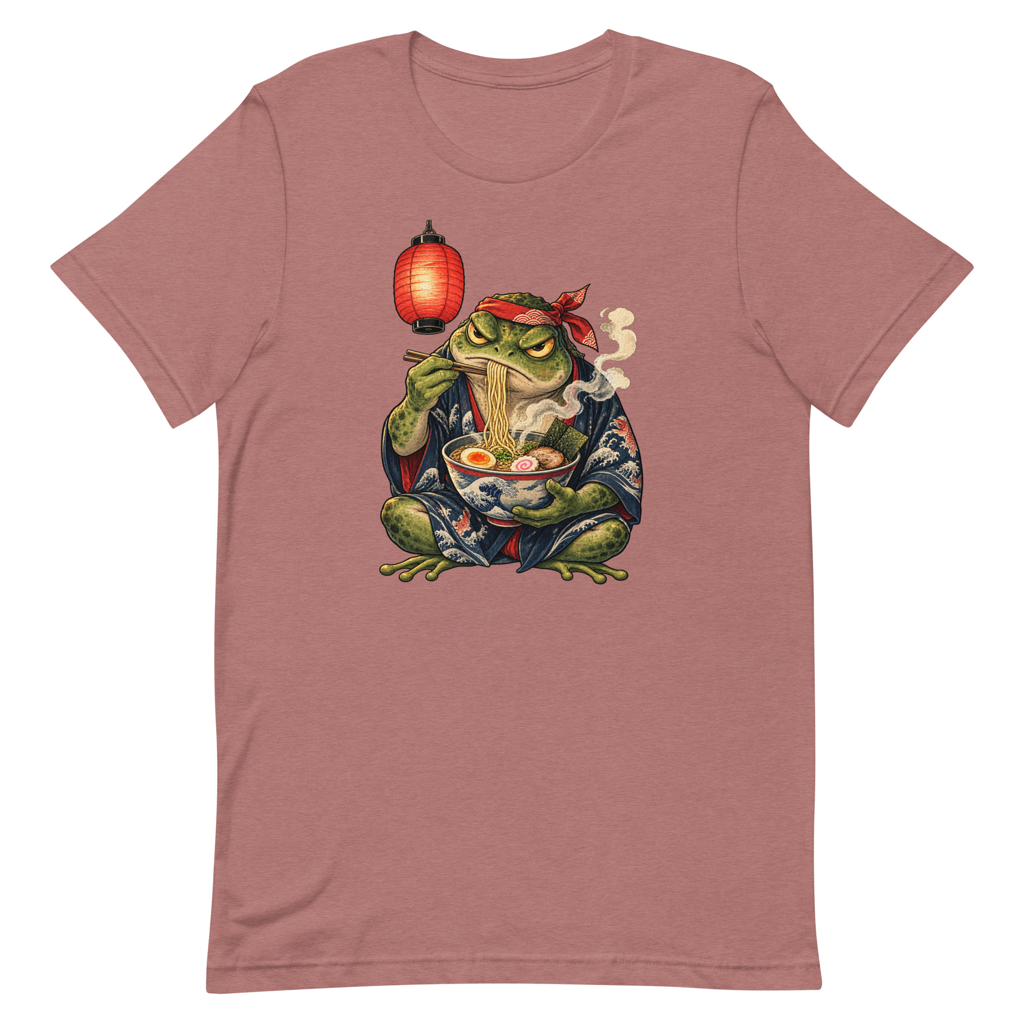 Grumpy Frog Ramen Lantern Japanese Ink Art T-Shirt - Image 24
