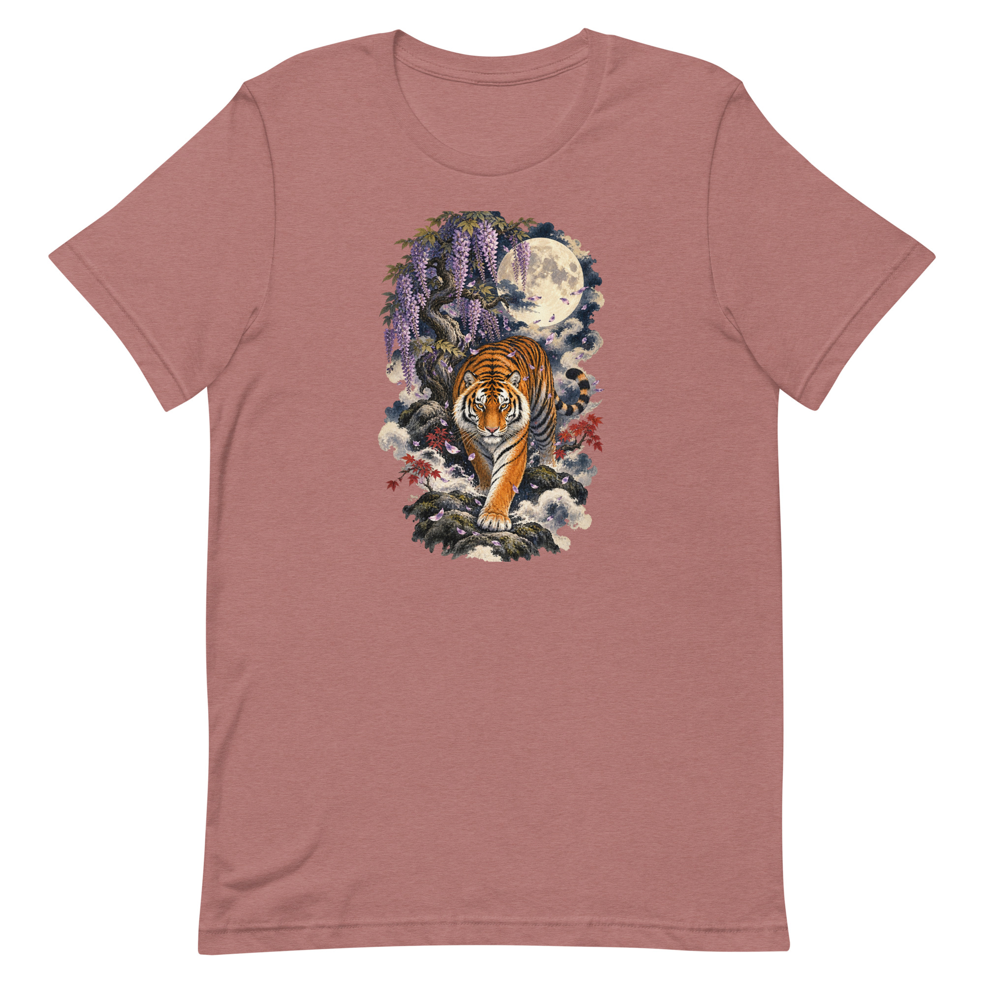 Japanese Tiger Wisteria Full Moon Art, Japanese Art Tee, Mythology Gift - Image 22