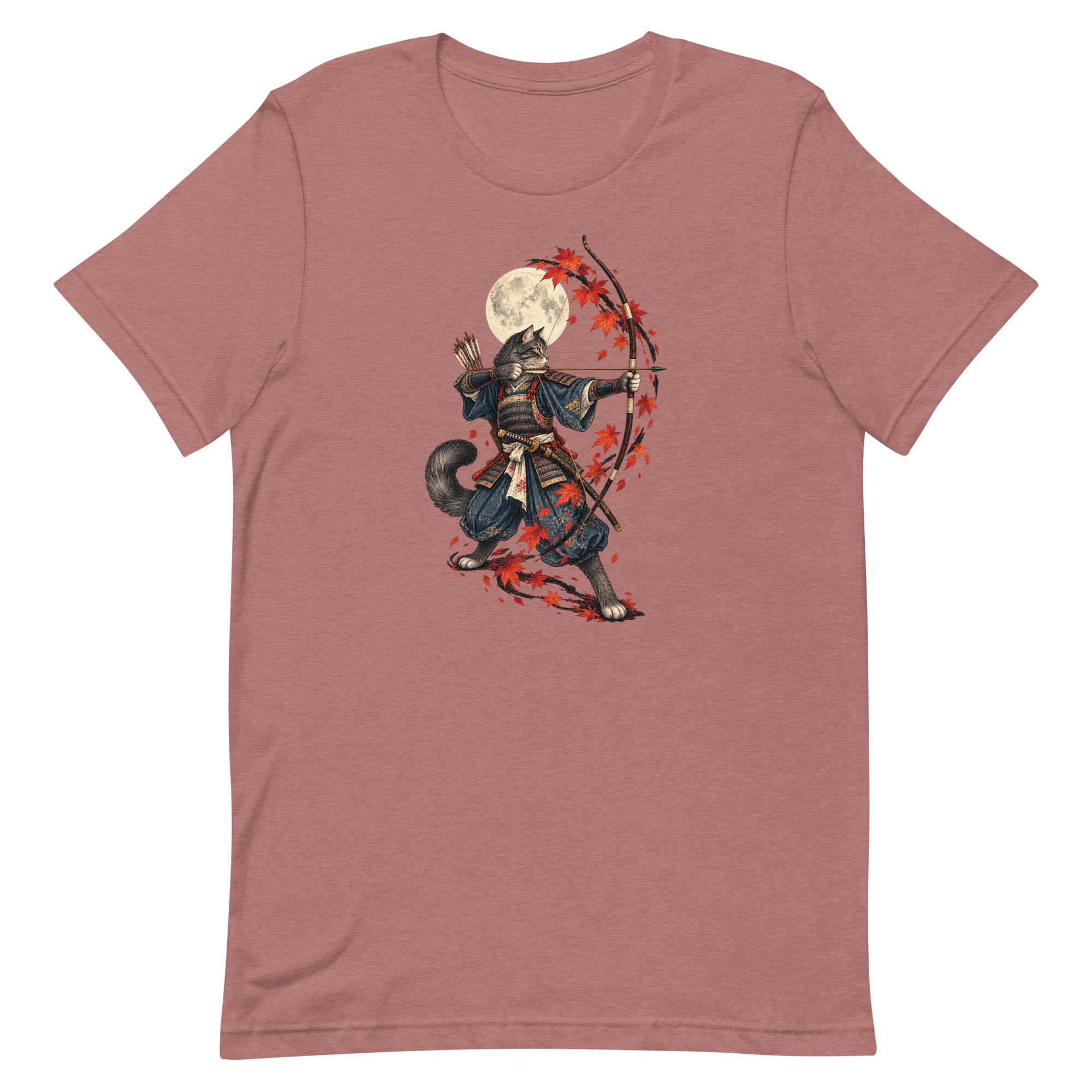 Samurai Cat Archer Maple Moon Japanese Art, Japanese Art Tee, Mythology Gift - Image 24