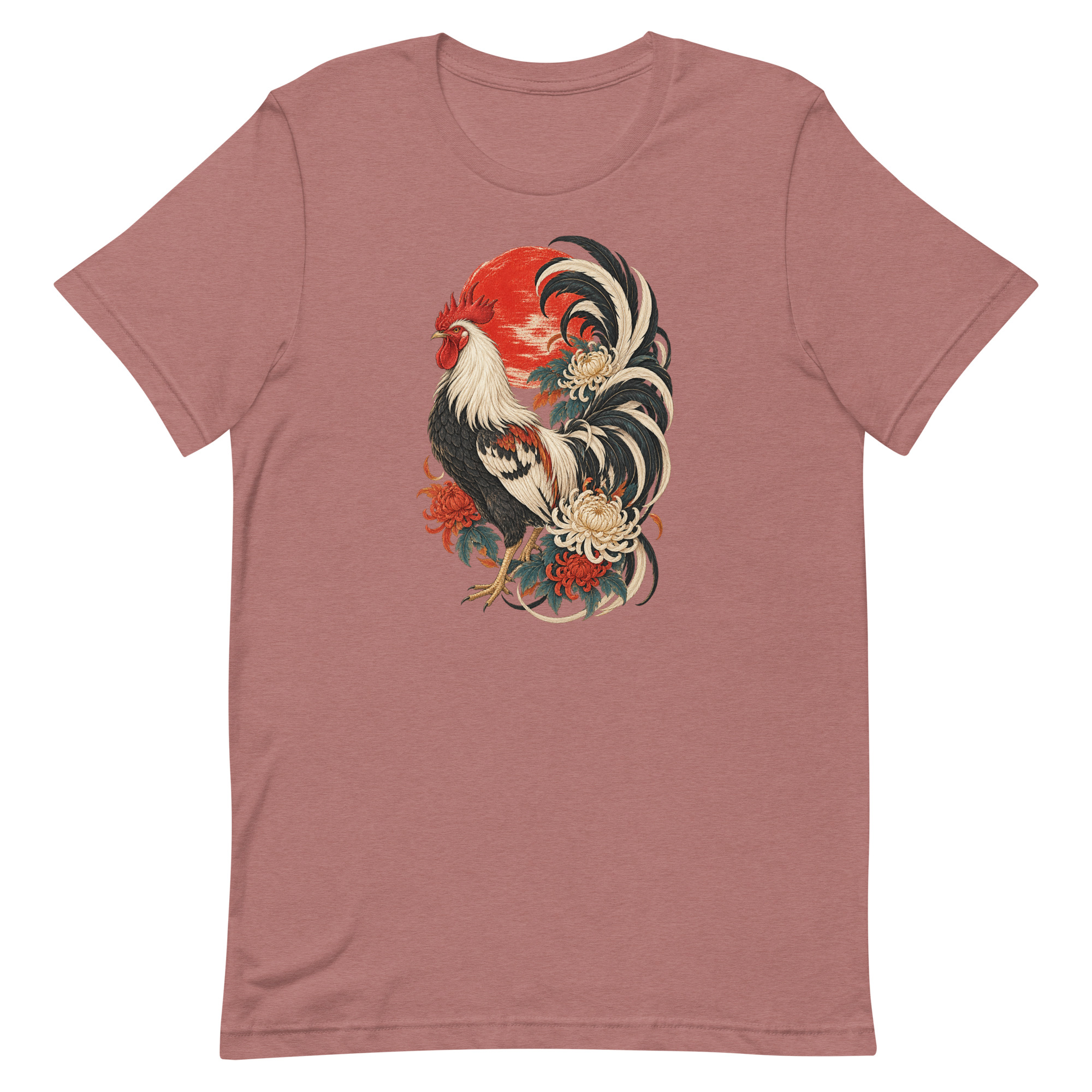 Japanese Rooster Red Sun Chrysanthemum Art, Japanese Art Tee, Mythology Gift - Image 22