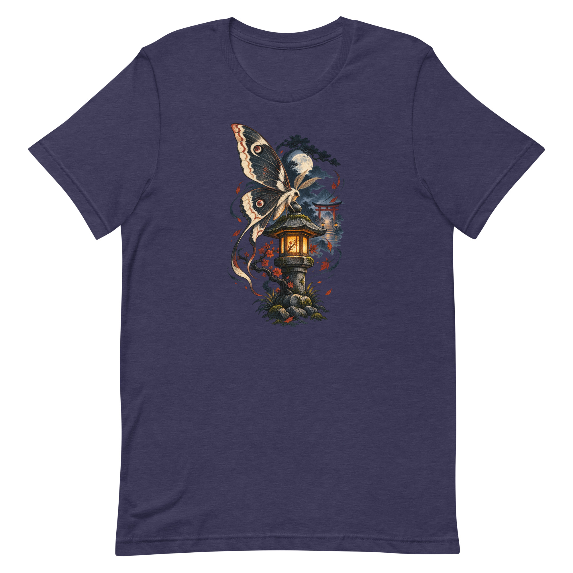 Japanese Moth Lantern Shrine Night Yokai Art T-Shirt - Image 23
