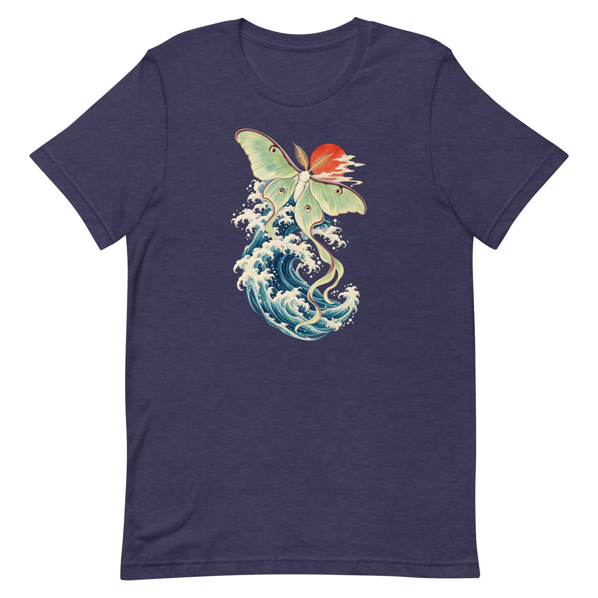Luna Moth Great Wave Japanese Ukiyo-e Art T-Shirt - Image 23