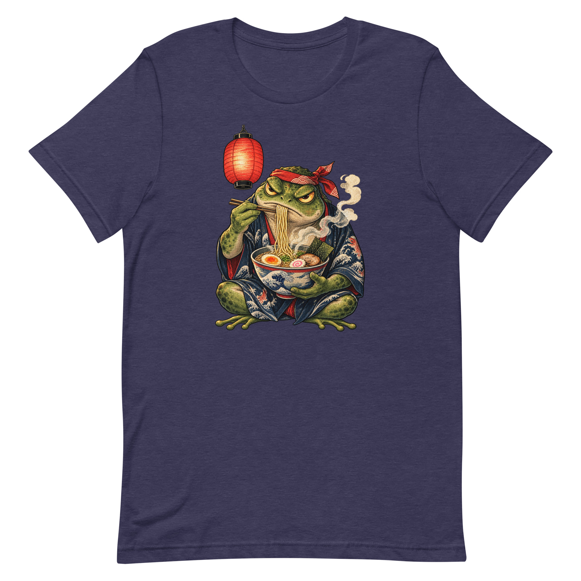 Grumpy Frog Ramen Lantern Japanese Ink Art T-Shirt - Image 25