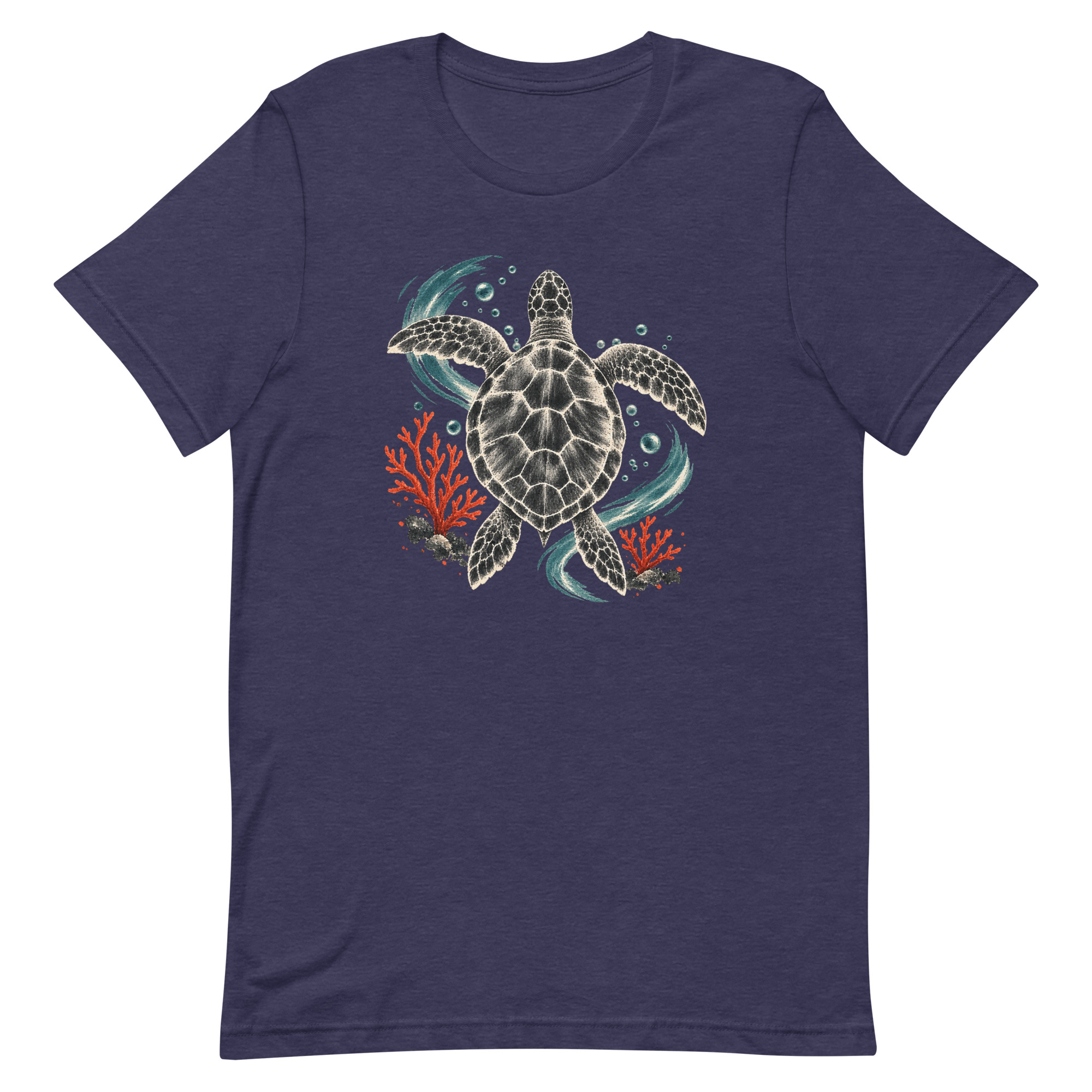 Gyotaku Sea Turtle Coral Japanese Print Art, Japanese Art Tee, Mythology Gift - Image 25