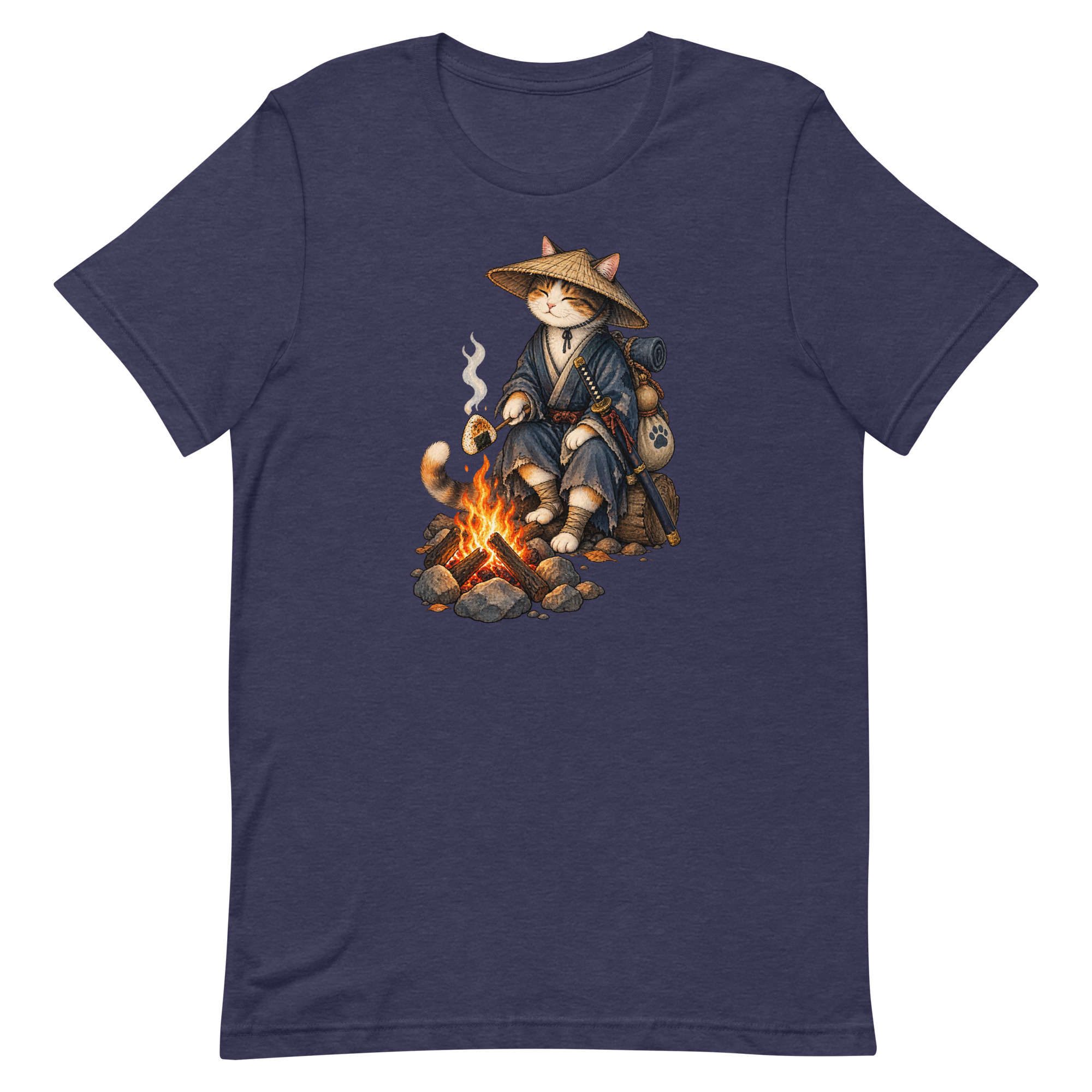 Samurai Cat Onigiri Campfire Japanese Art, Japanese Art Tee, Mythology Gift - Image 25
