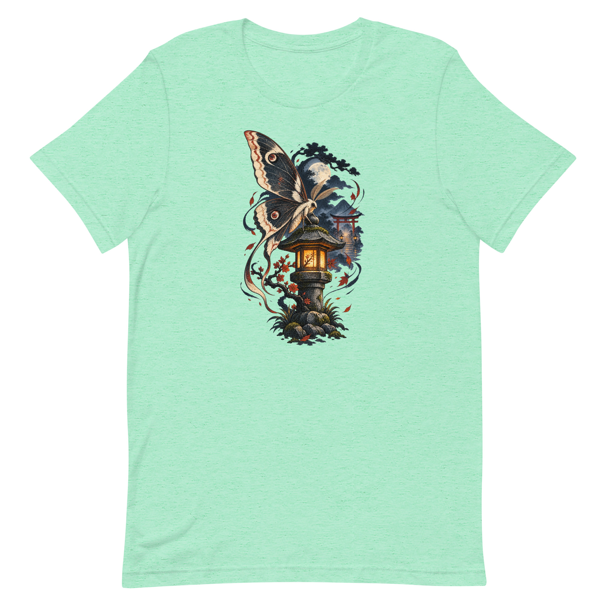 Japanese Moth Lantern Shrine Night Yokai Art T-Shirt - Image 24
