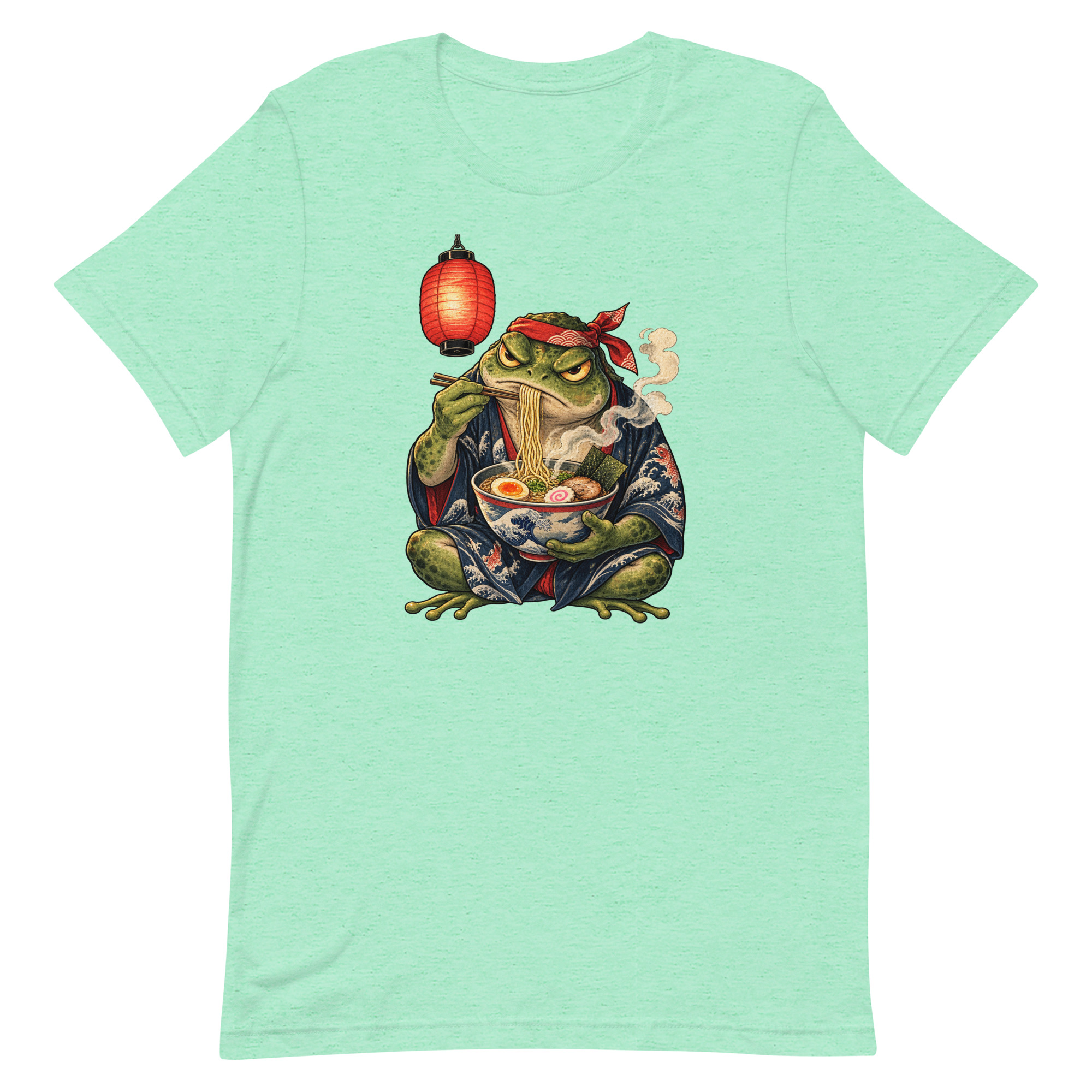 Grumpy Frog Ramen Lantern Japanese Ink Art T-Shirt - Image 26
