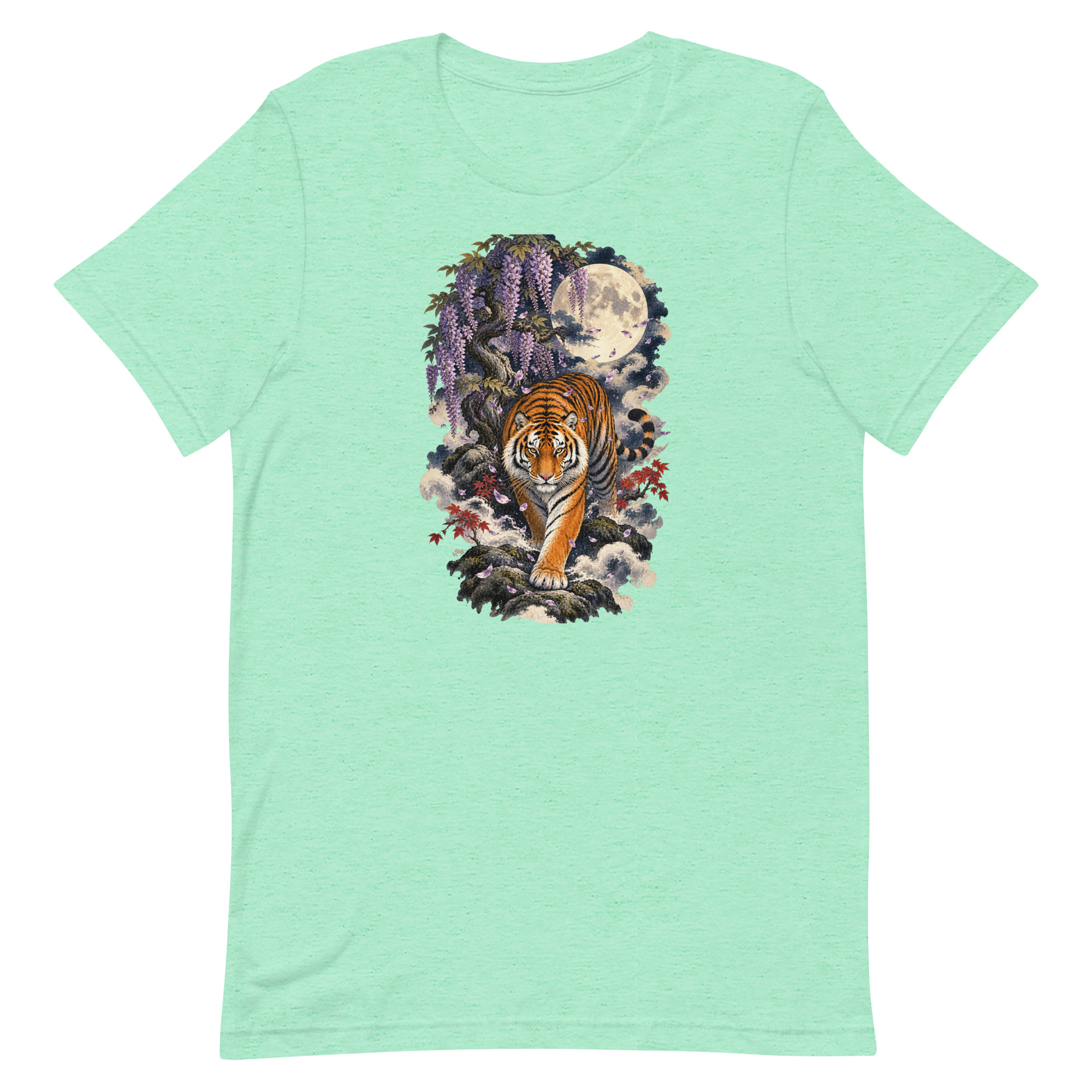 Japanese Tiger Wisteria Full Moon Art, Japanese Art Tee, Mythology Gift - Image 24