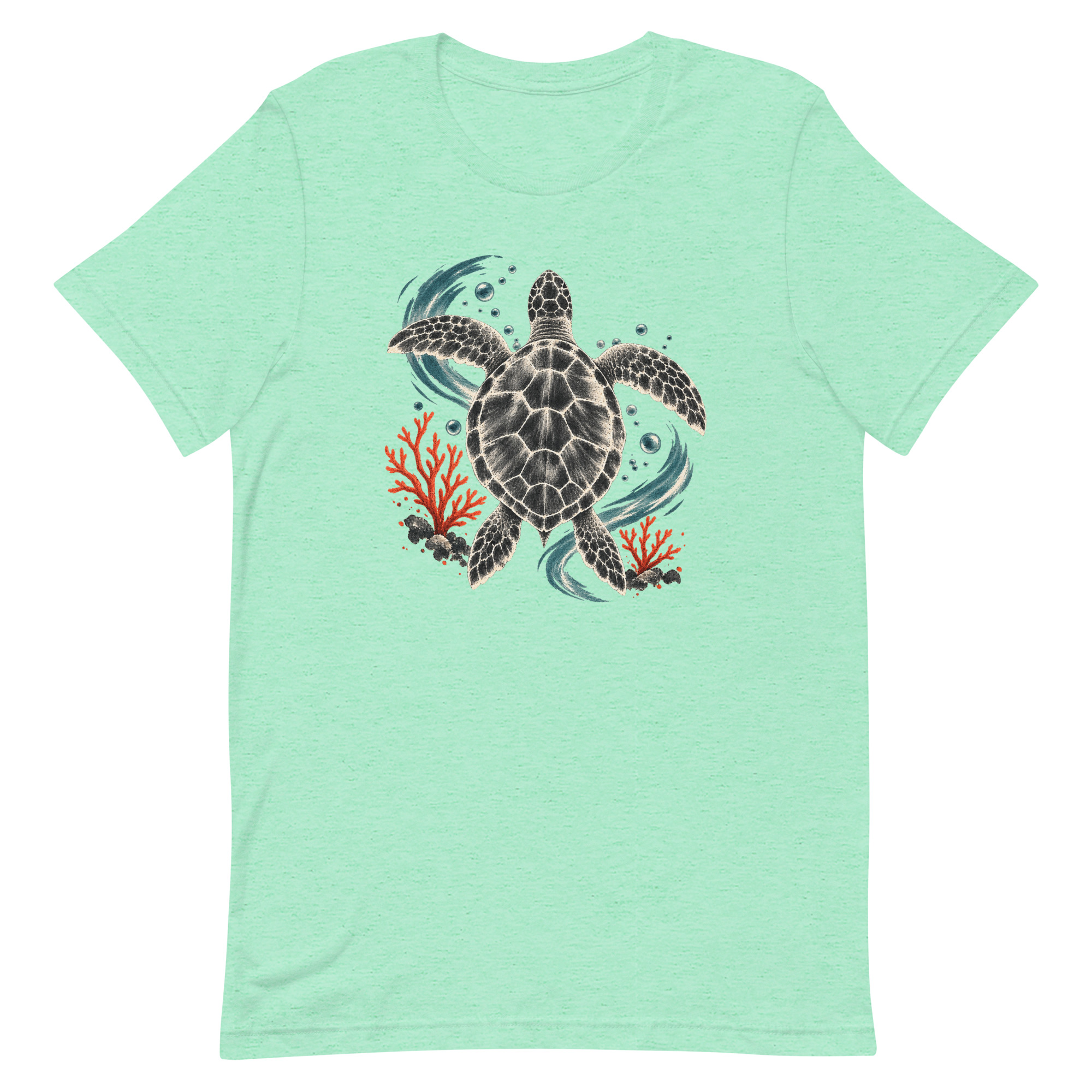 Gyotaku Sea Turtle Coral Japanese Print Art, Japanese Art Tee, Mythology Gift - Image 26