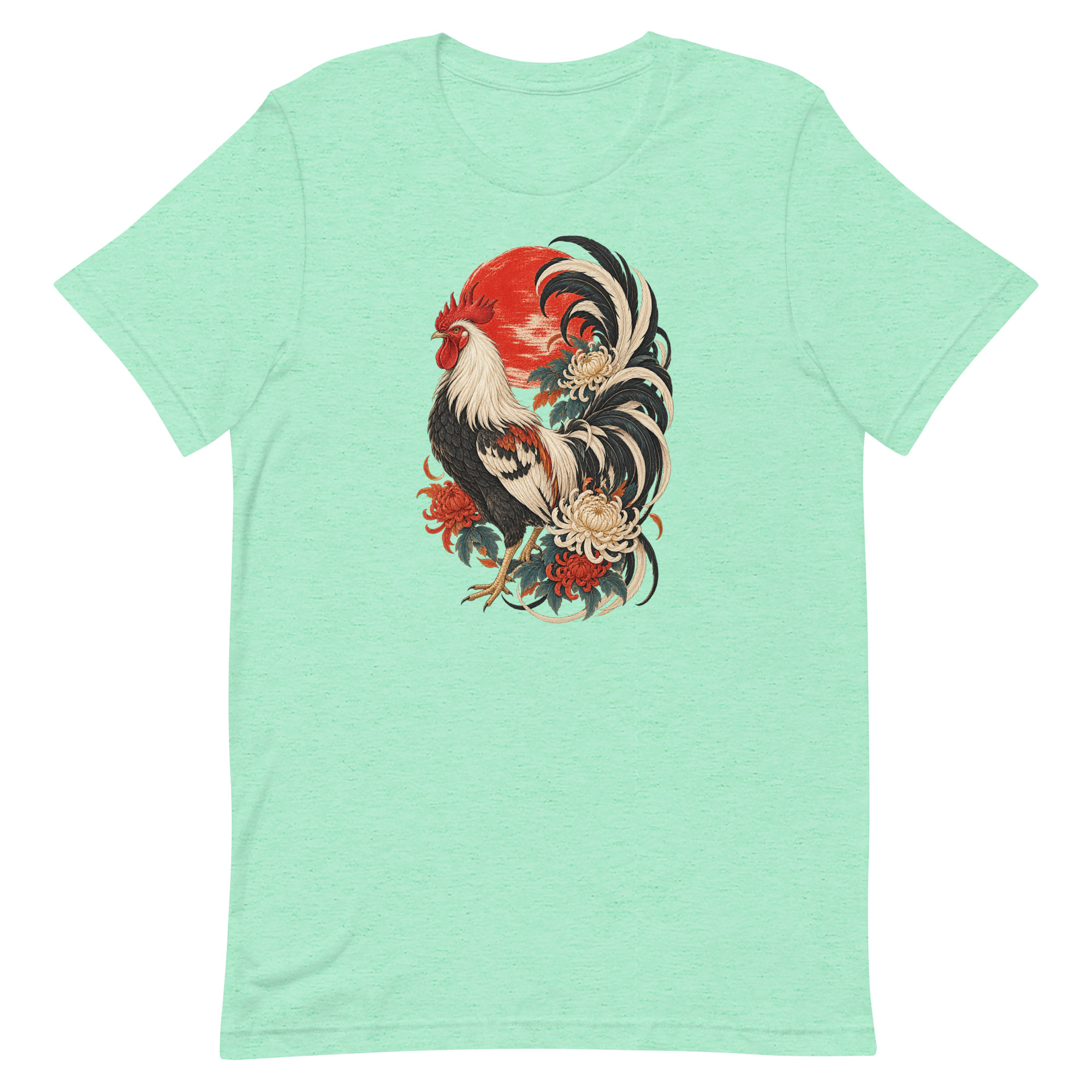 Japanese Rooster Red Sun Chrysanthemum Art, Japanese Art Tee, Mythology Gift - Image 24