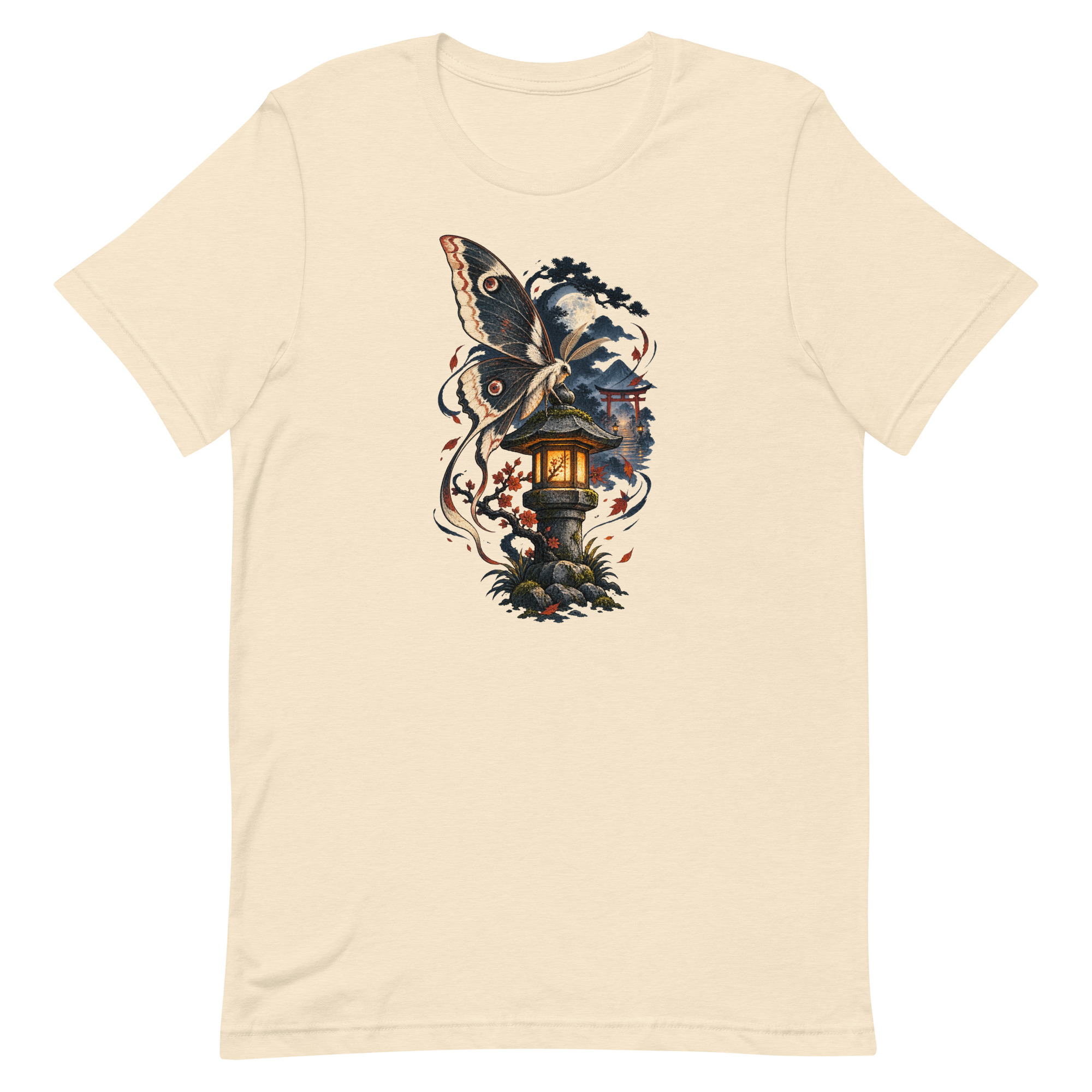 Japanese Moth Lantern Shrine Night Yokai Art T-Shirt - Image 86
