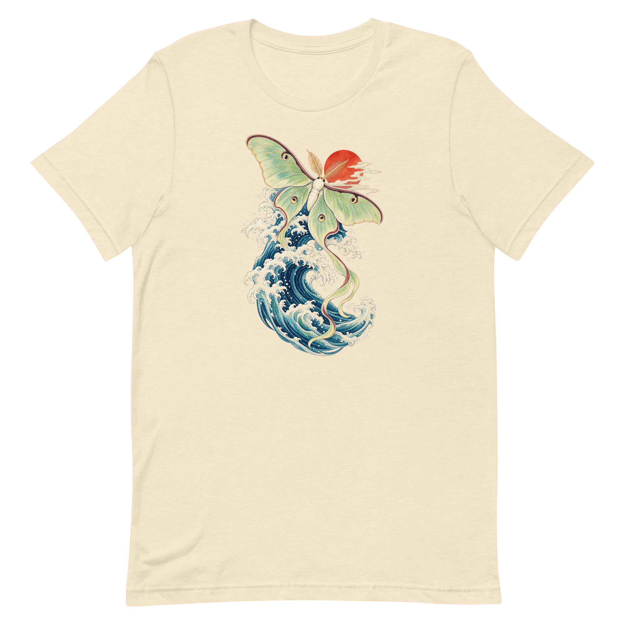 Luna Moth Great Wave Japanese Ukiyo-e Art T-Shirt - Image 86