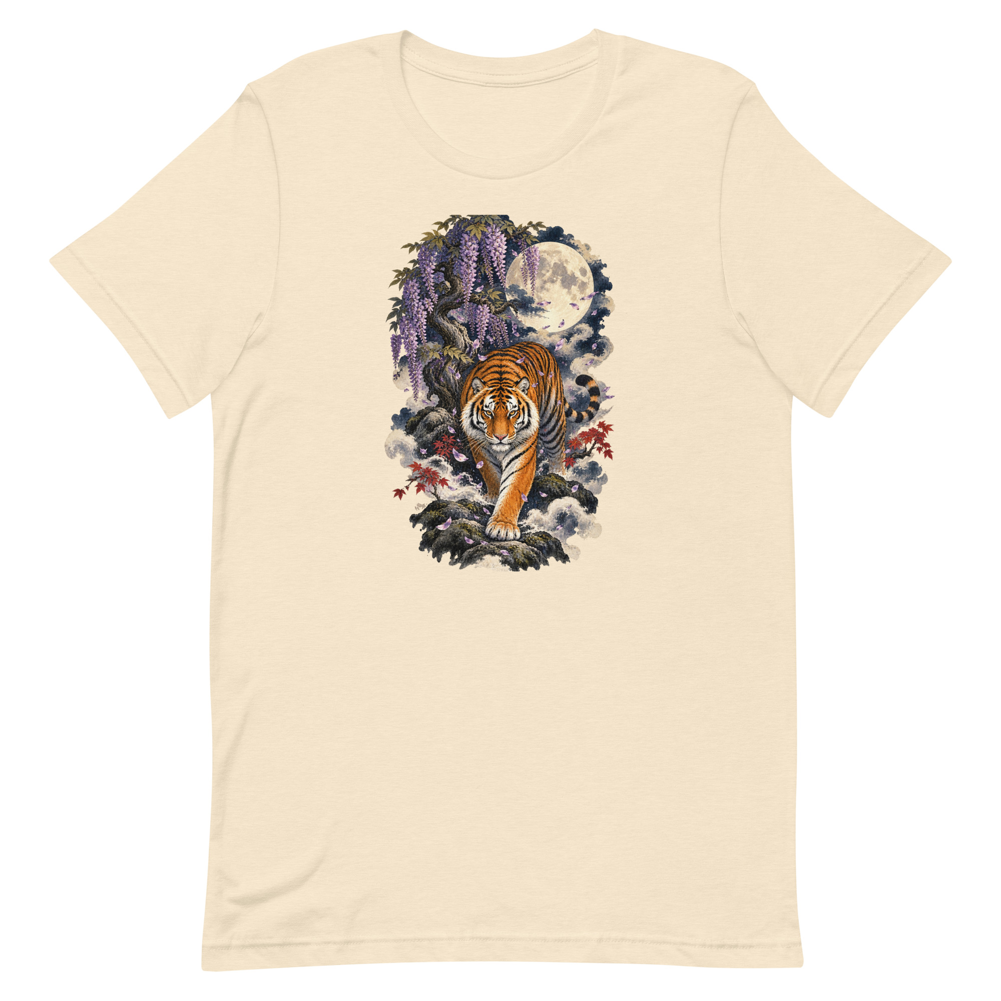 Japanese Tiger Wisteria Full Moon Art, Japanese Art Tee, Mythology Gift - Image 86