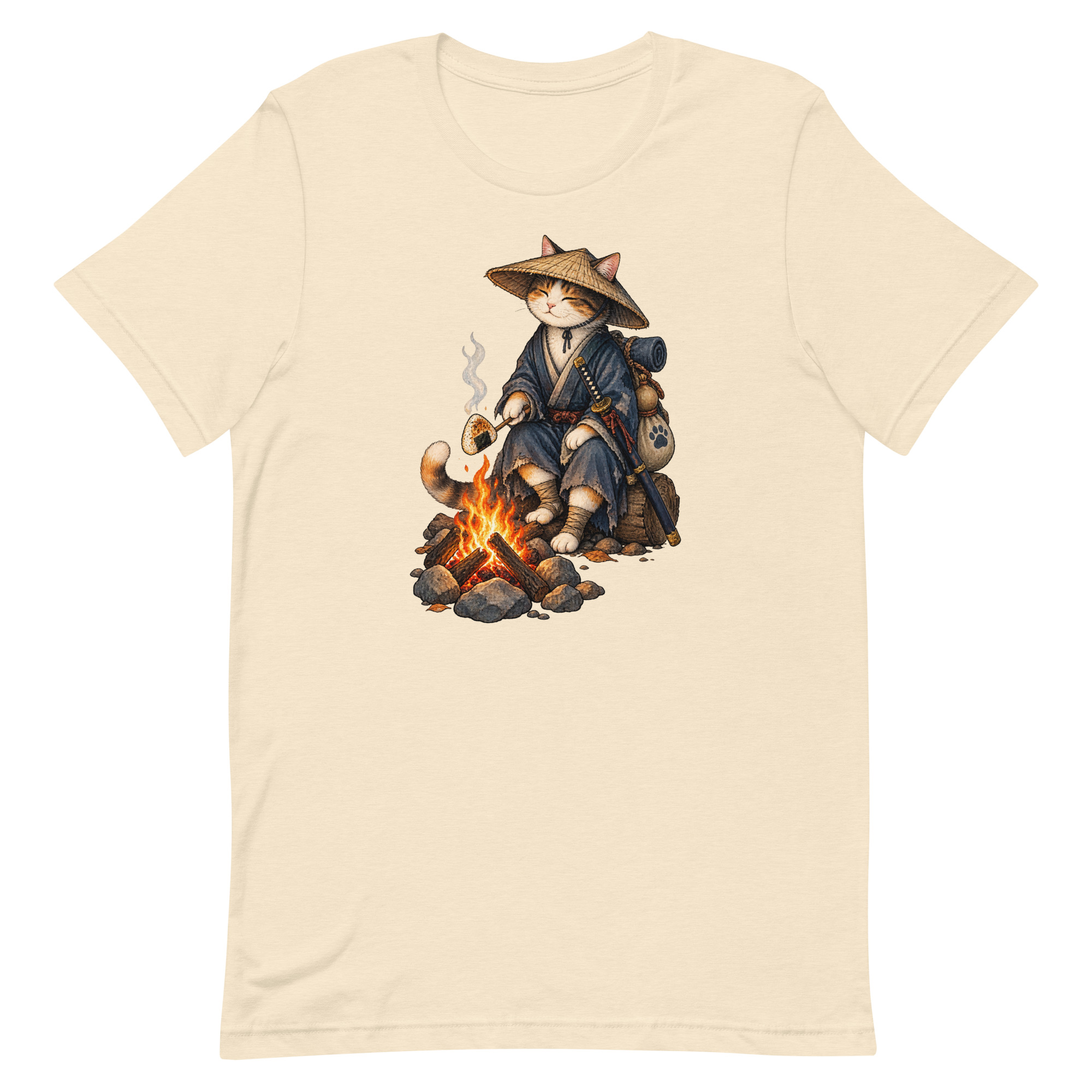 Samurai Cat Onigiri Campfire Japanese Art, Japanese Art Tee, Mythology Gift - Image 88