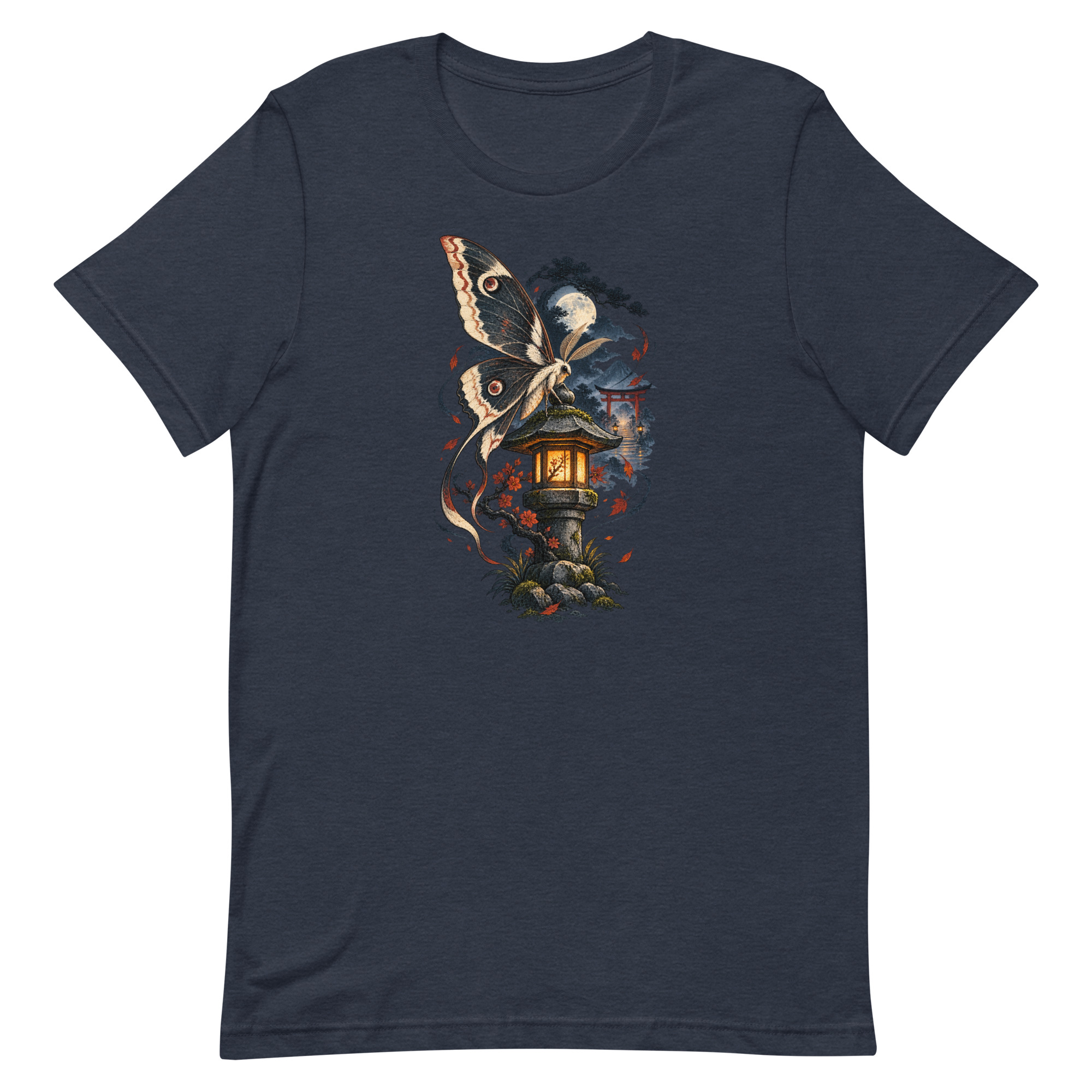 Japanese Moth Lantern Shrine Night Yokai Art T-Shirt - Image 25