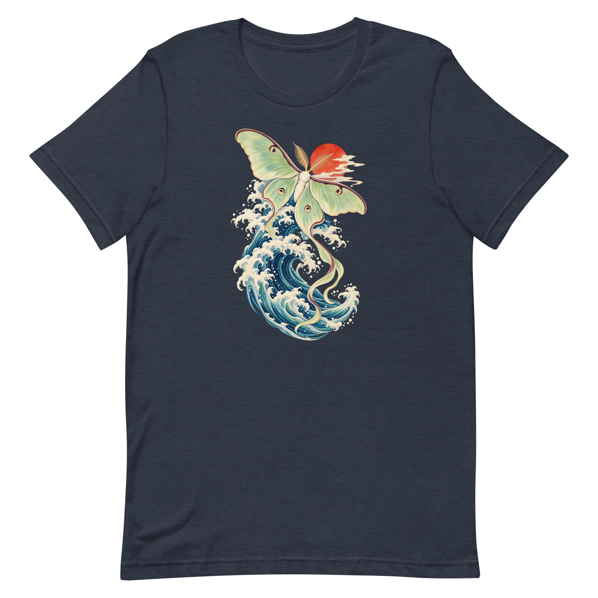 Luna Moth Great Wave Japanese Ukiyo-e Art T-Shirt - Image 25