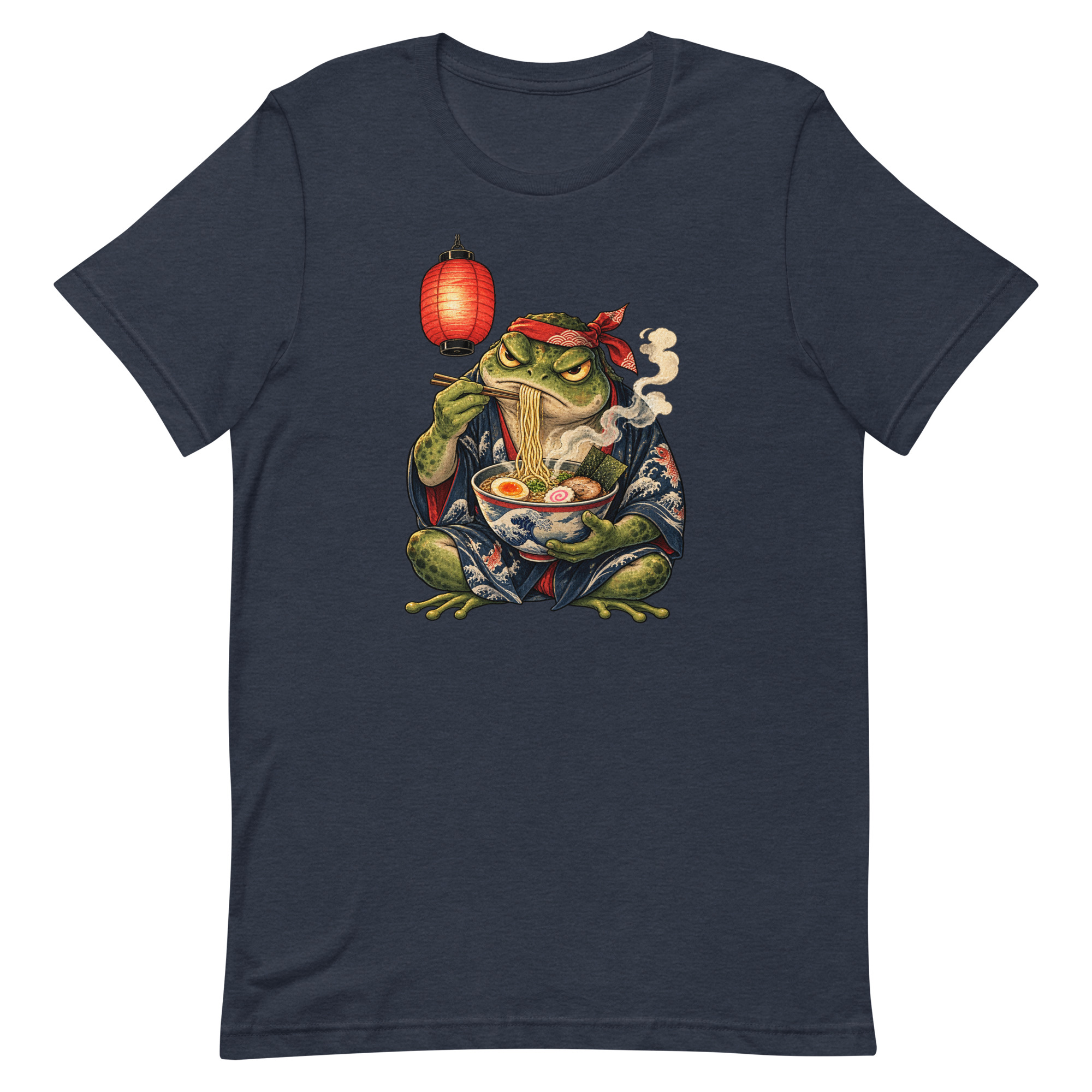 Grumpy Frog Ramen Lantern Japanese Ink Art T-Shirt - Image 27