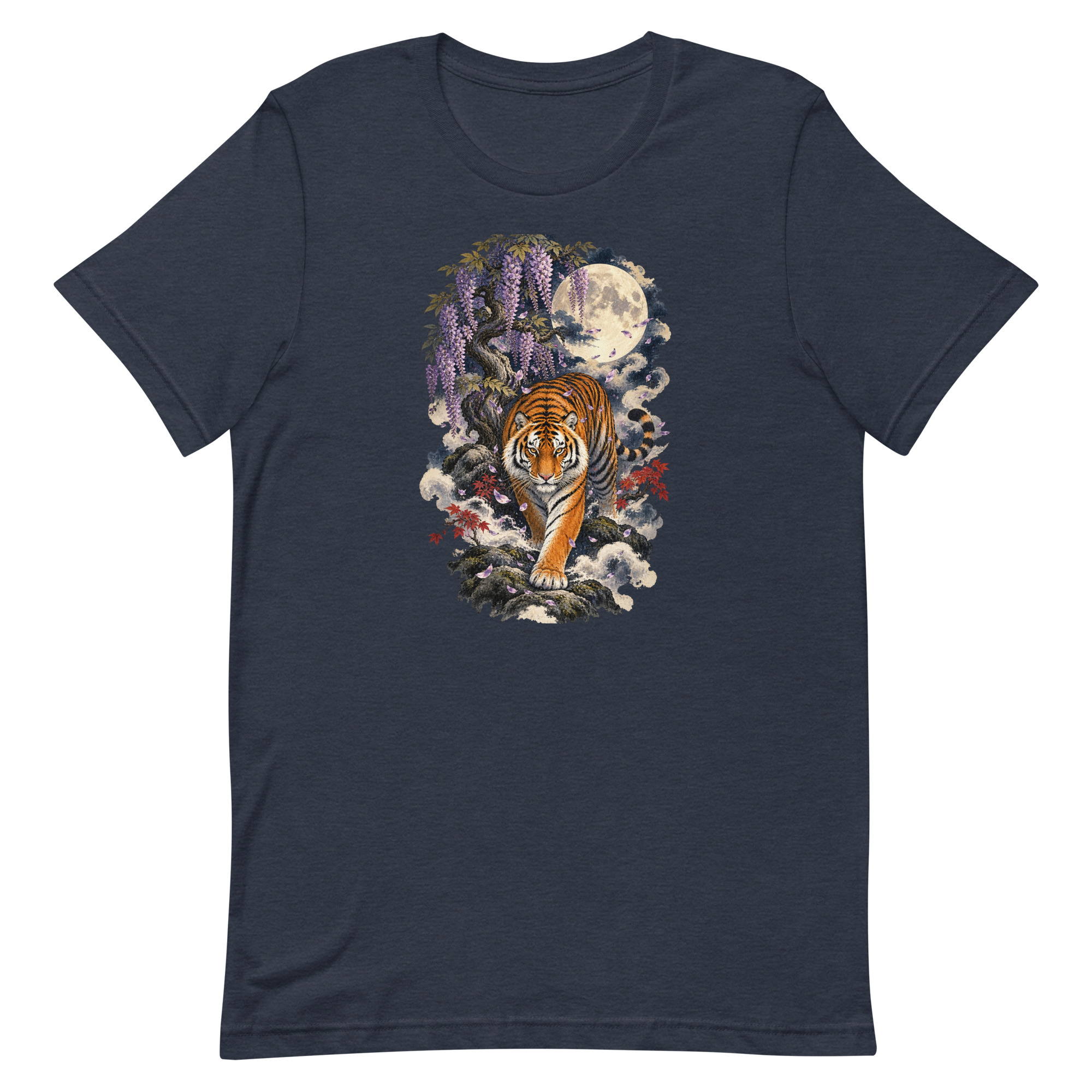 Japanese Tiger Wisteria Full Moon Art, Japanese Art Tee, Mythology Gift - Image 25