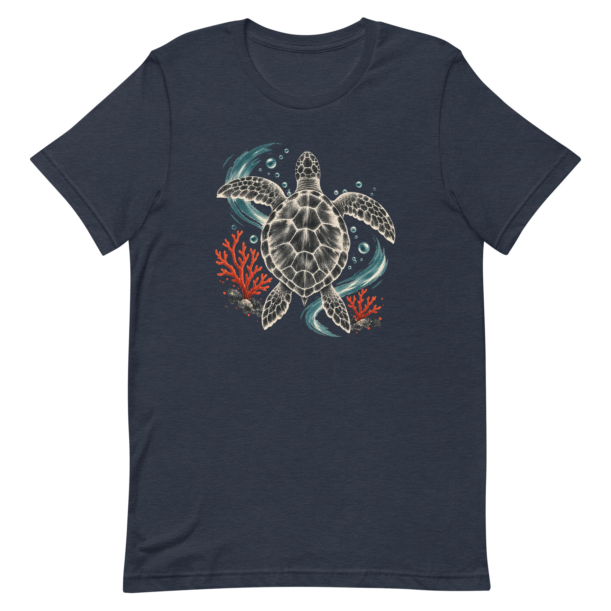 Gyotaku Sea Turtle Coral Japanese Print Art, Japanese Art Tee, Mythology Gift - Image 27