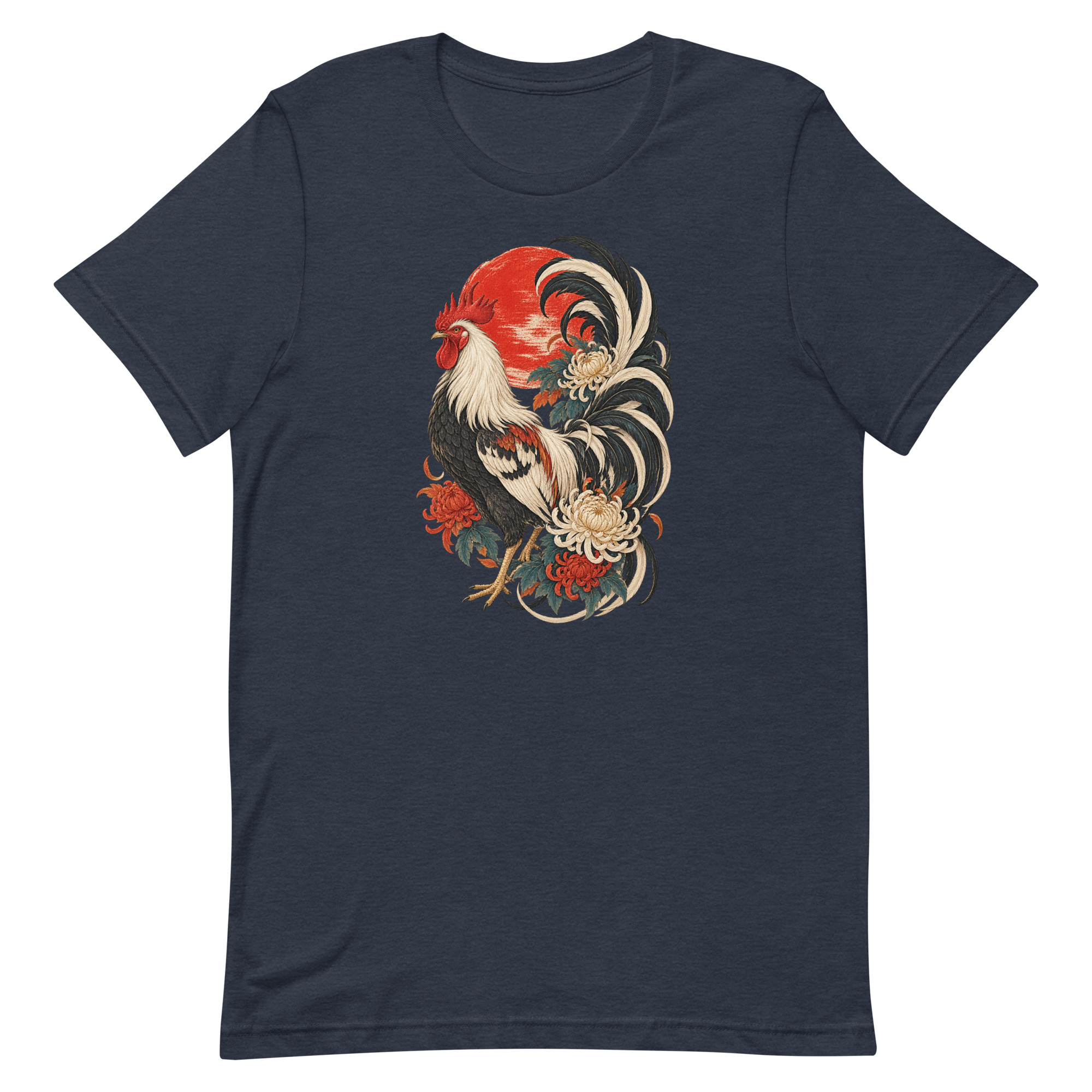 Japanese Rooster Red Sun Chrysanthemum Art, Japanese Art Tee, Mythology Gift - Image 25