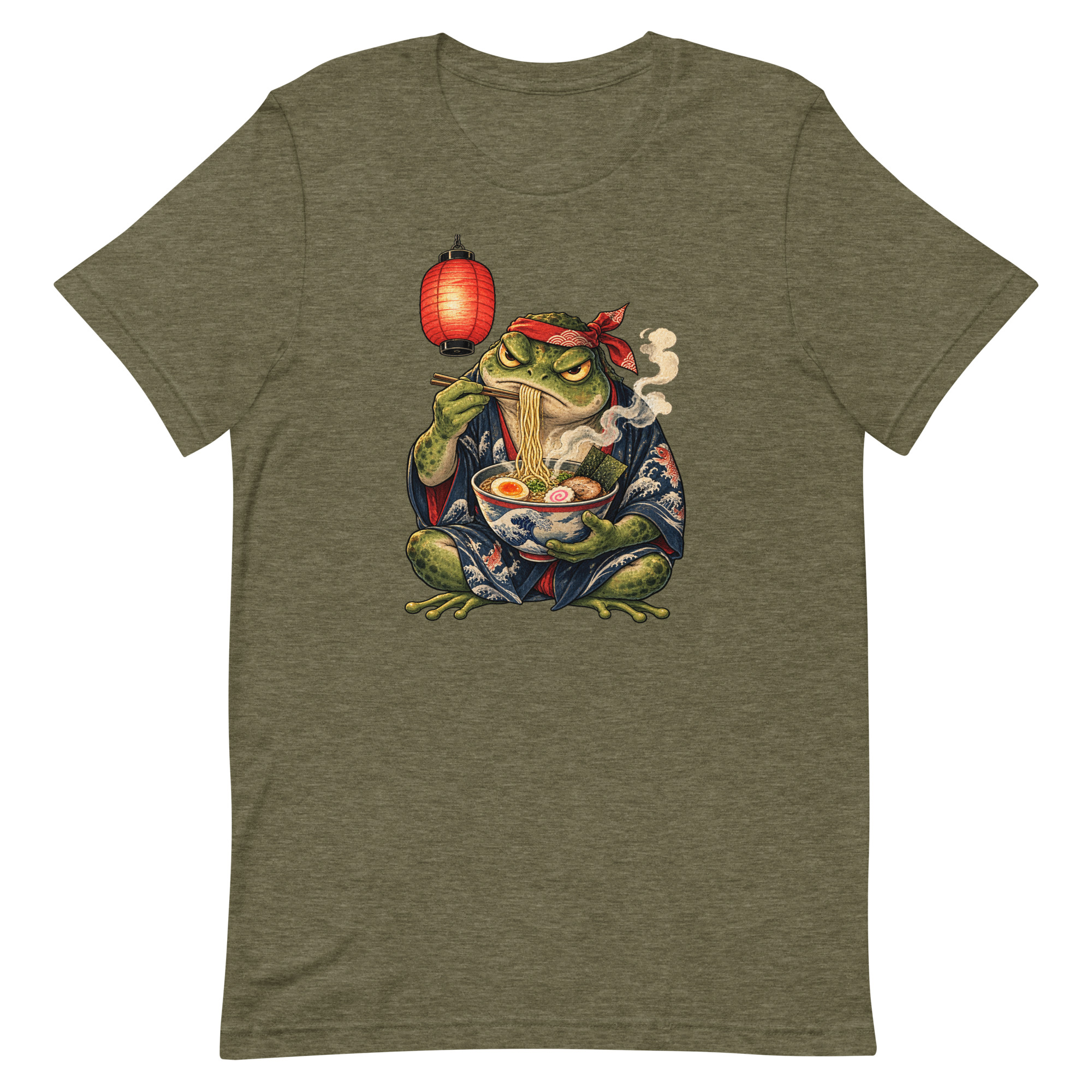 Grumpy Frog Ramen Lantern Japanese Ink Art T-Shirt - Image 72