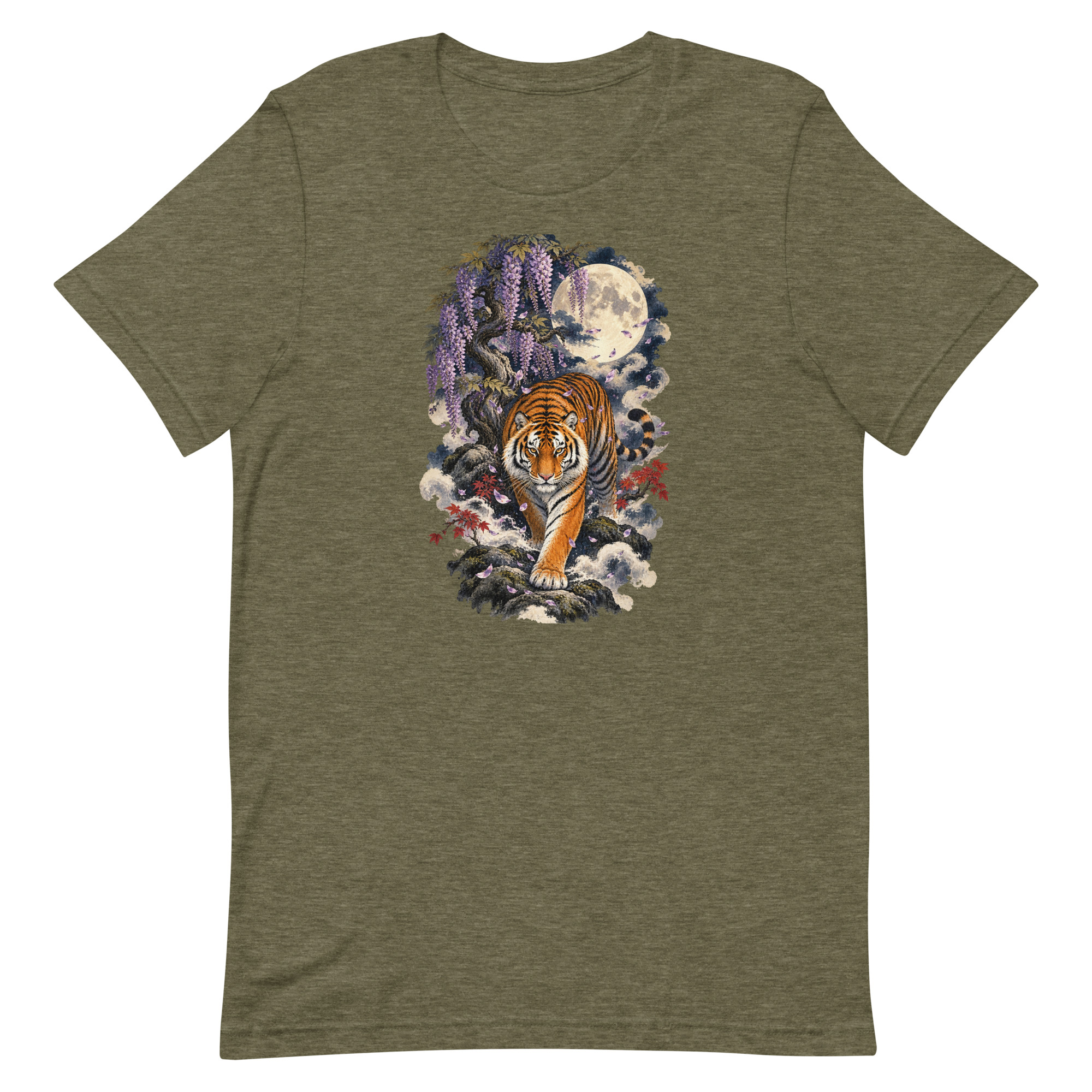 Japanese Tiger Wisteria Full Moon Art, Japanese Art Tee, Mythology Gift - Image 70