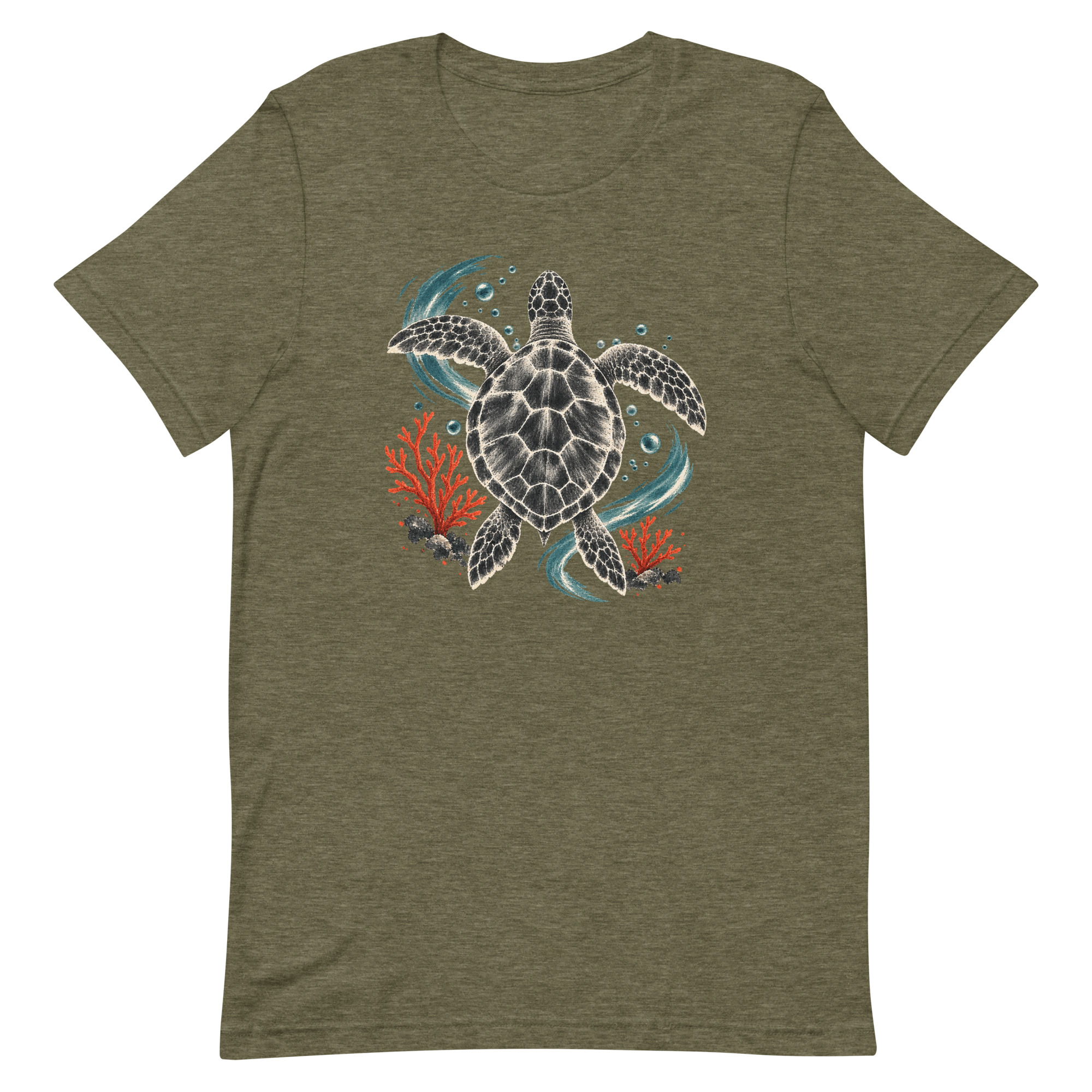 Gyotaku Sea Turtle Coral Japanese Print Art, Japanese Art Tee, Mythology Gift - Image 72