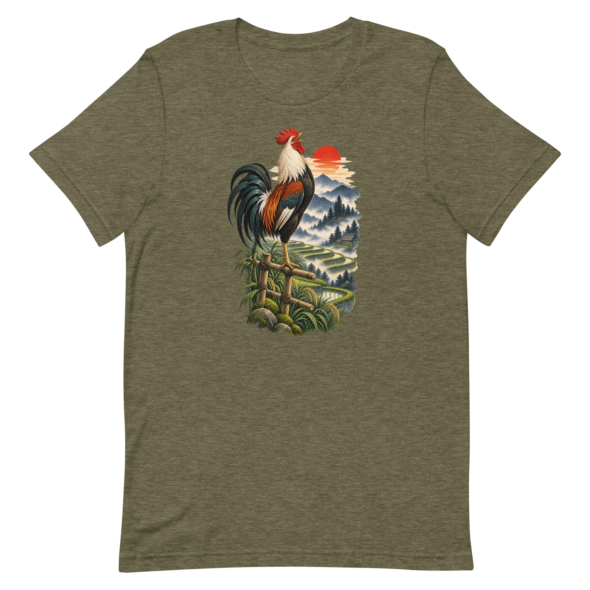 Japanese Rooster Rice Terrace Sunrise Art, Japanese Art Tee, Mythology Gift - Image 70