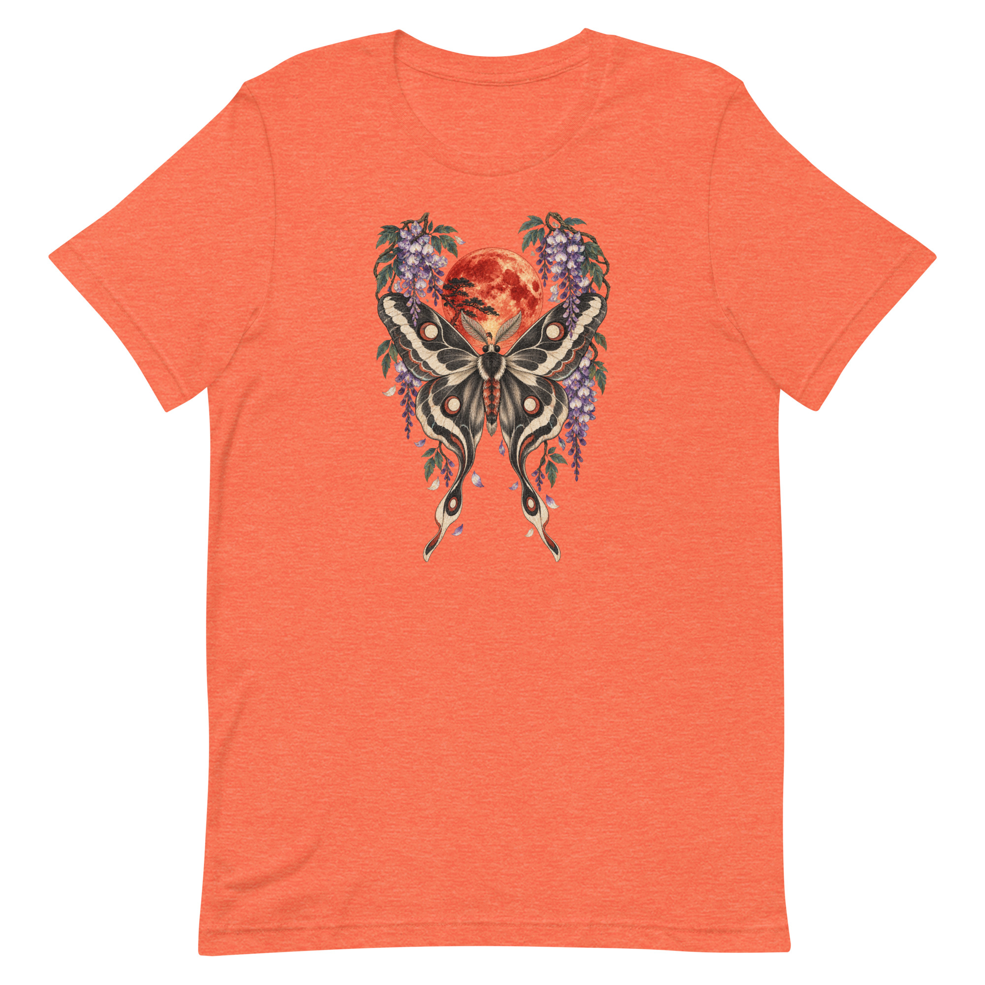 Japanese Moth Red Moon Wisteria Ukiyo-e Art T-Shirt - Image 28