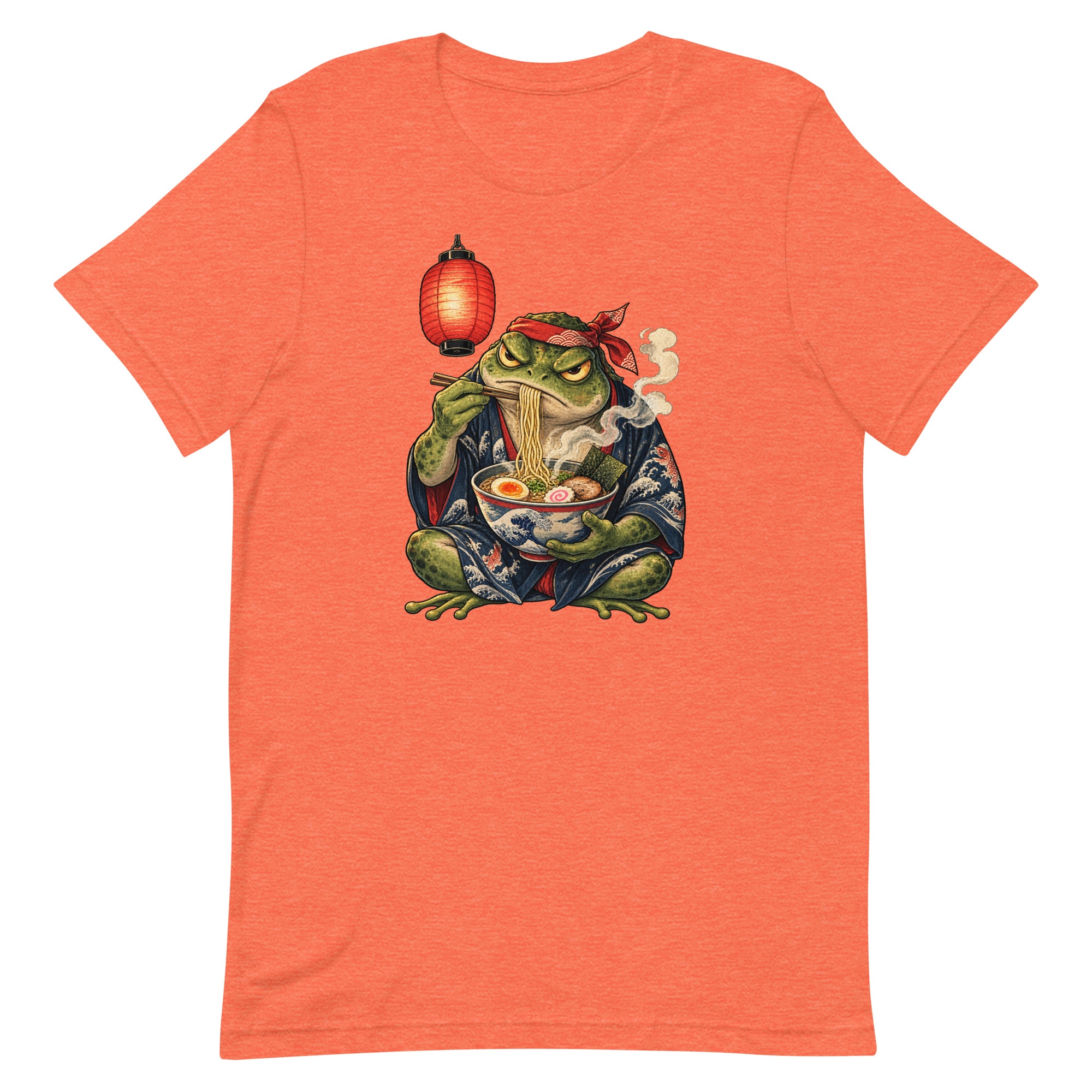 Grumpy Frog Ramen Lantern Japanese Ink Art T-Shirt - Image 28